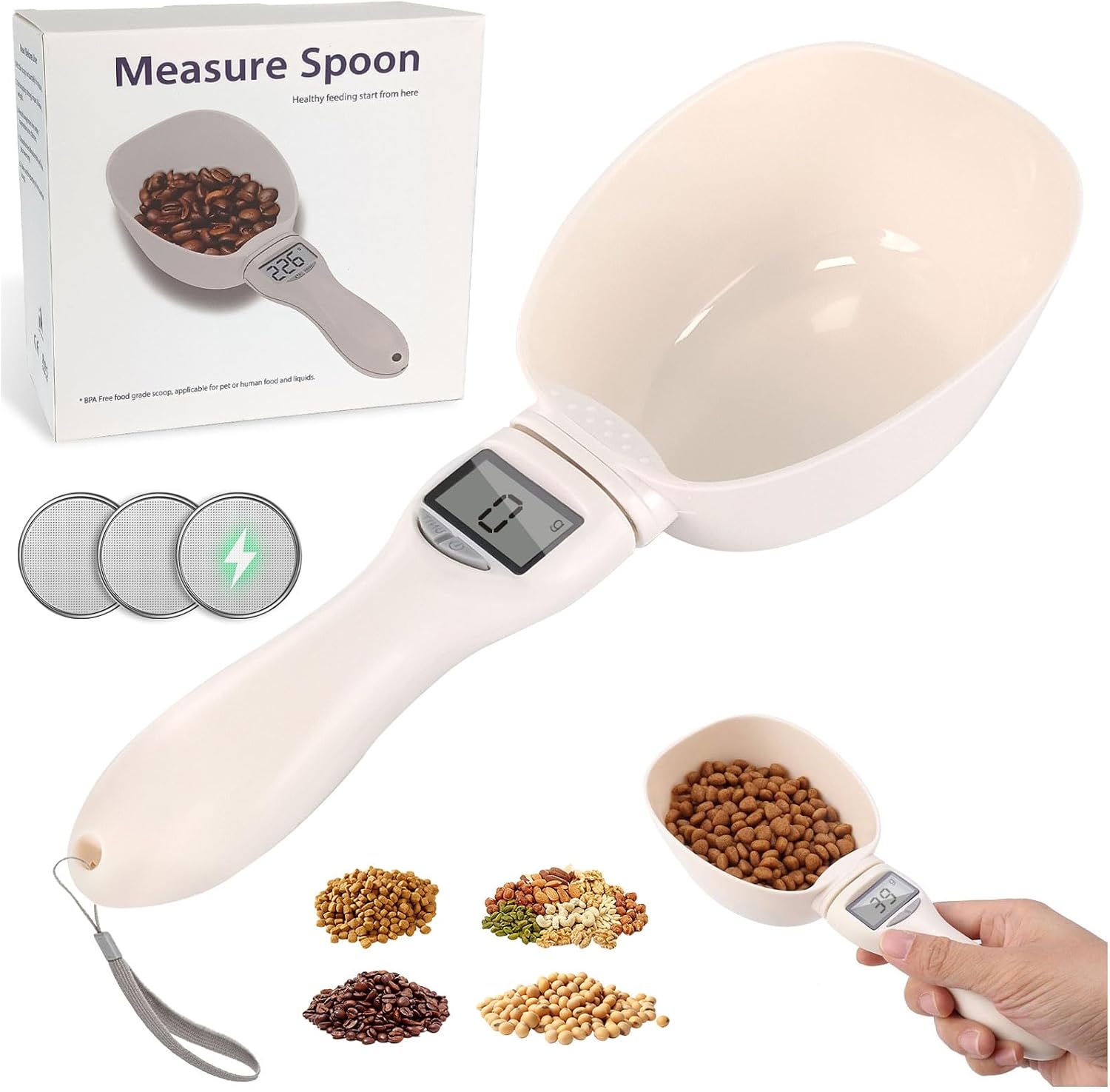 Digitaler Messlöffel (800 G/0,1 G) Mit Lcd-display, Lebensmittelwaage, Messlöffel Für Tierfutter