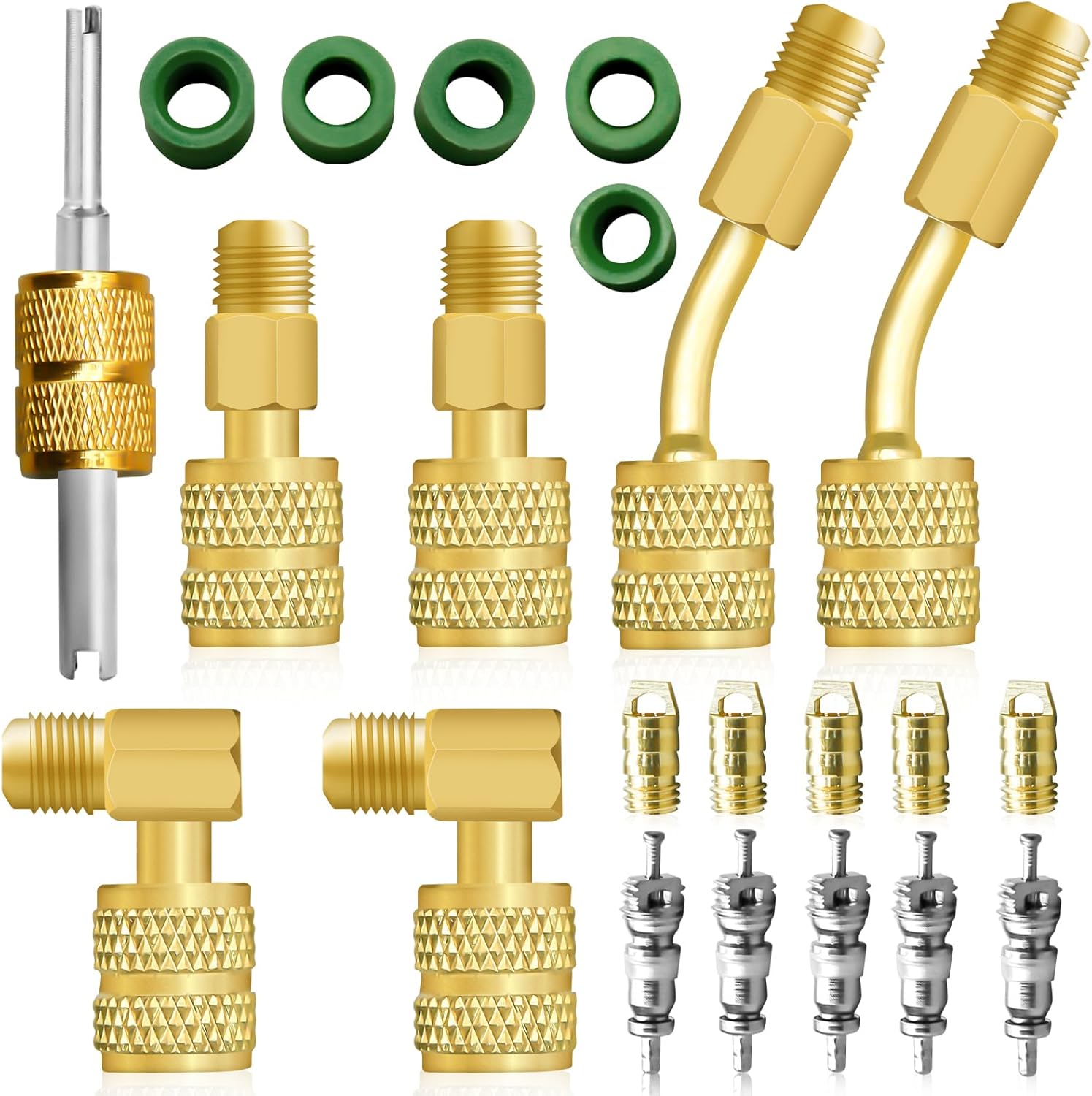 R410a-adapterset, 5/16-zoll-auf-1/4-zoll-schlitzadapter, R410a-kältemittelschlauchadapter, Ventileinsatzentferner, Schlitzvakuumpumpe, 410a-kältemittel