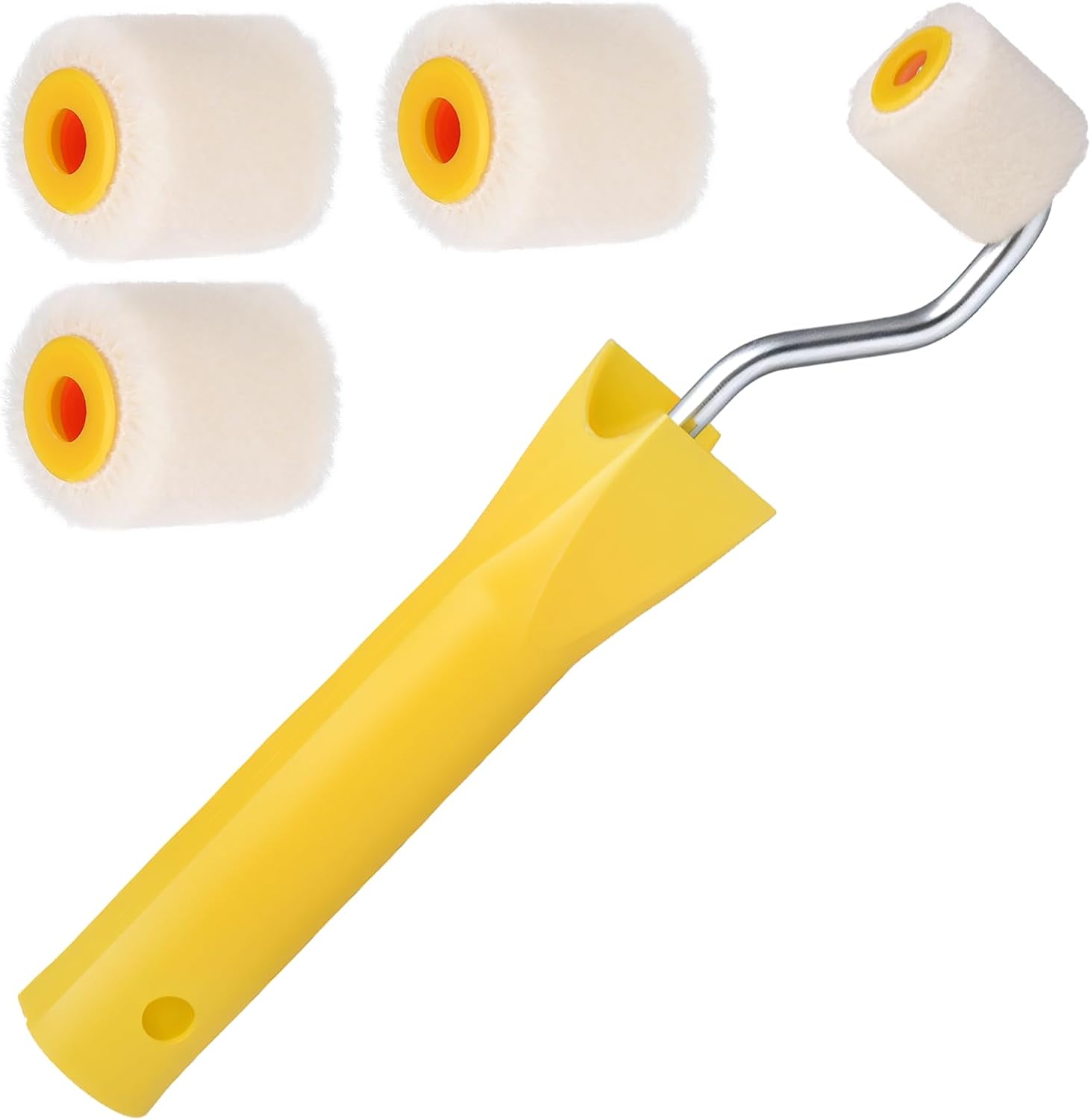 Mini-farbroller (1,2 Cm) Für Ausbesserungsarbeiten An Kanten Oder Ecken, Kleiner Farbroller Für Ecken, Professionelles Wollmalwerkzeug (1 Pinsel + 4 Rollen)