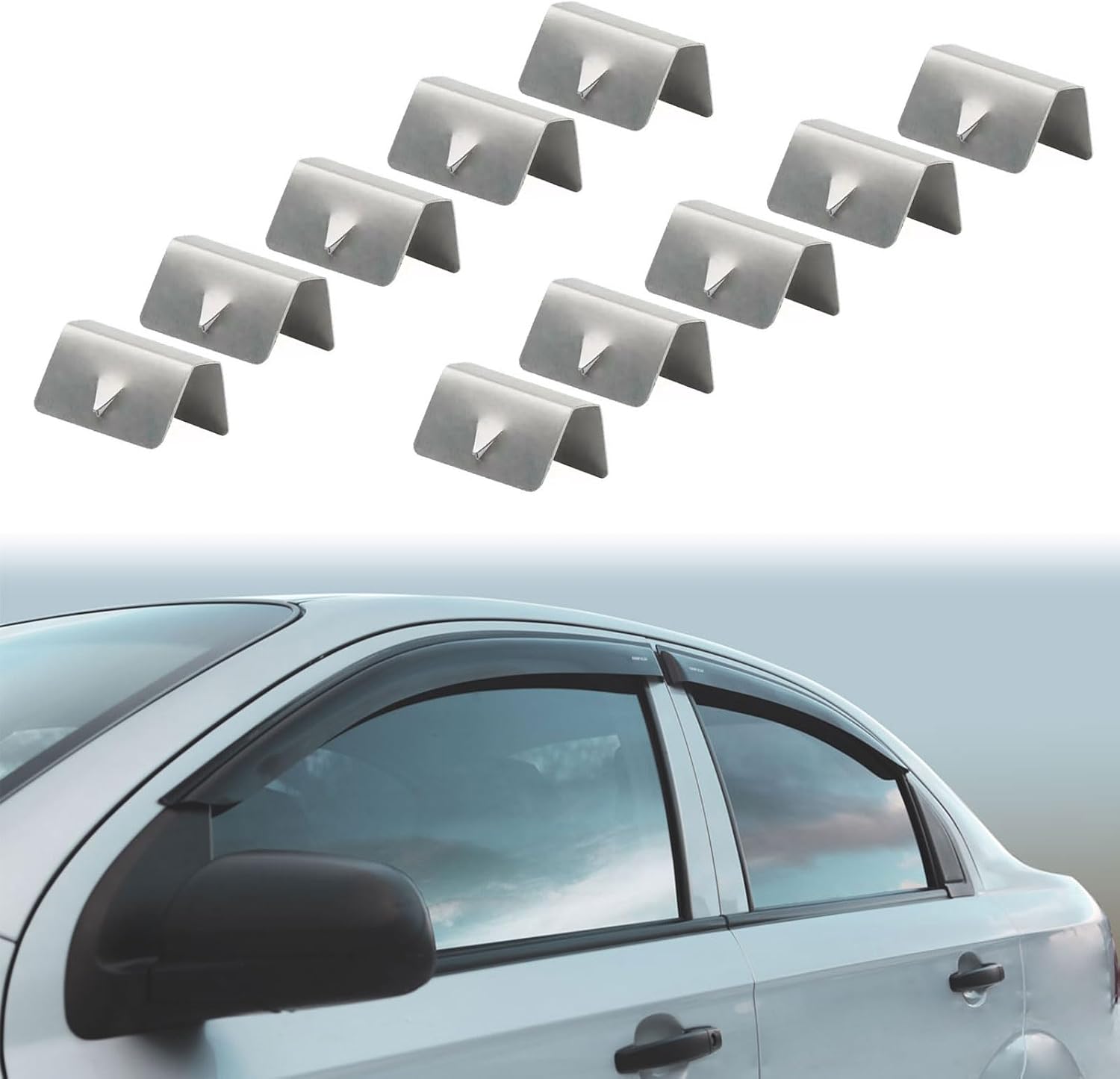 Wind- Und Regenschutzclips, Windschutzclips, Fensterschutzclips, Universelle Befestigungsclips Für Luftabweiser, Windschutzclips Aus Edelstahl, 10 Stück