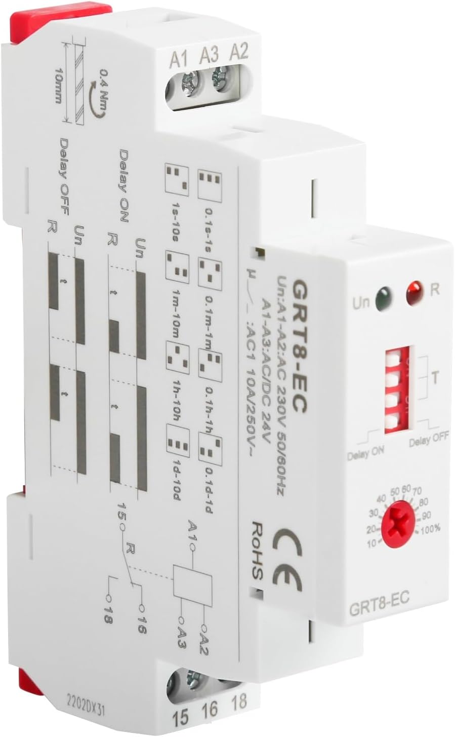 Grt8-ec Einzelfunktions-ein/aus-zeitverzögerungsrelais Mit Led-anzeige Ac220v/dc24v Skalenlicht-timer, Einzelfunktions-timer, Großer Latenzbereich Von 0,1 Sekunden Bis 10 Tagen.