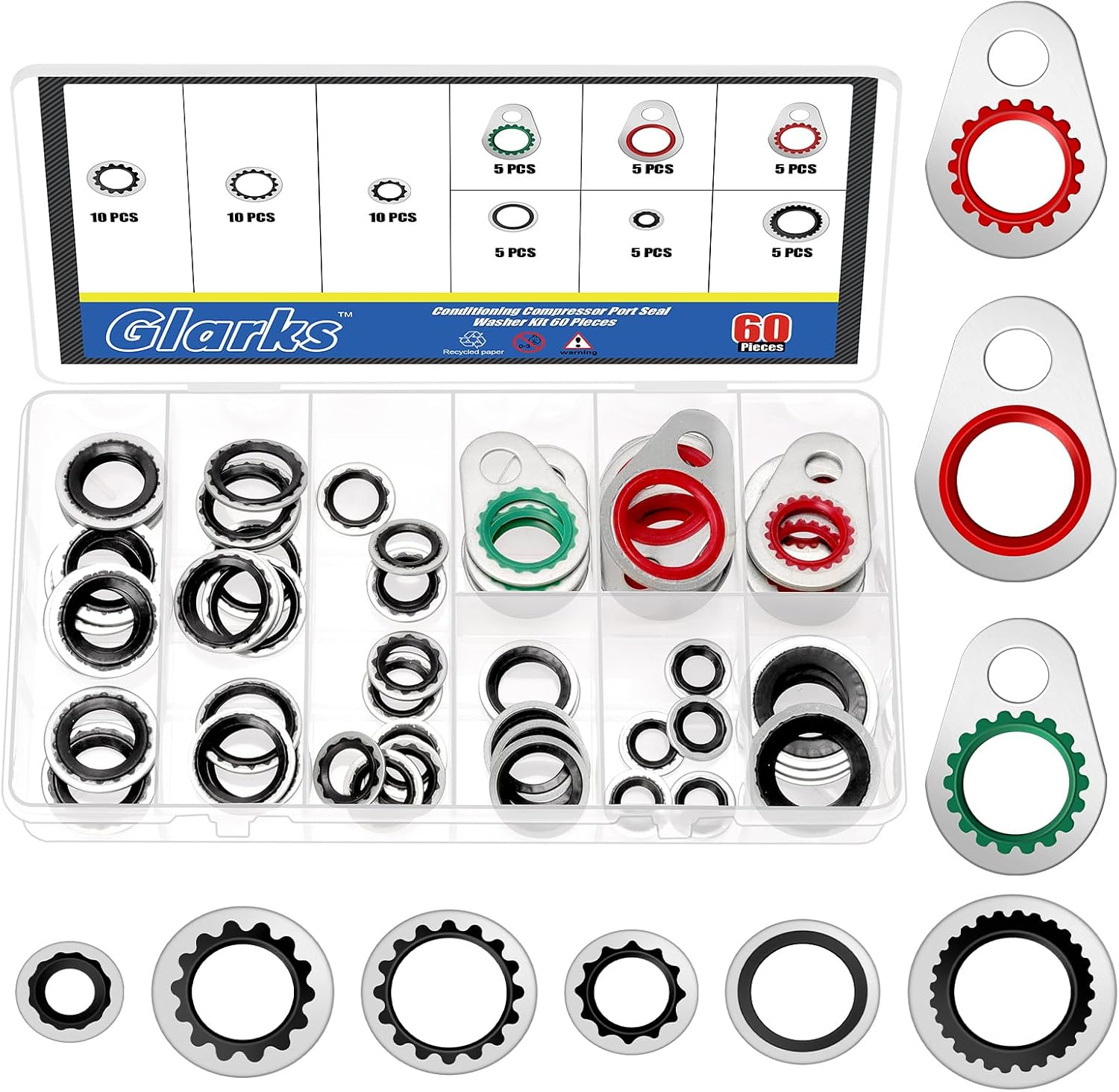 60-teiliger Dichtungssatz Für Klimaanlagenkompressoren, Kompatibel Mit Den Modellen Bc-6004, Bc-6005, Bc-6001, Bc-6003, Bc-6002, Bc-6003a, Bc-6010, Bc-1700219 Und Bc-6009.