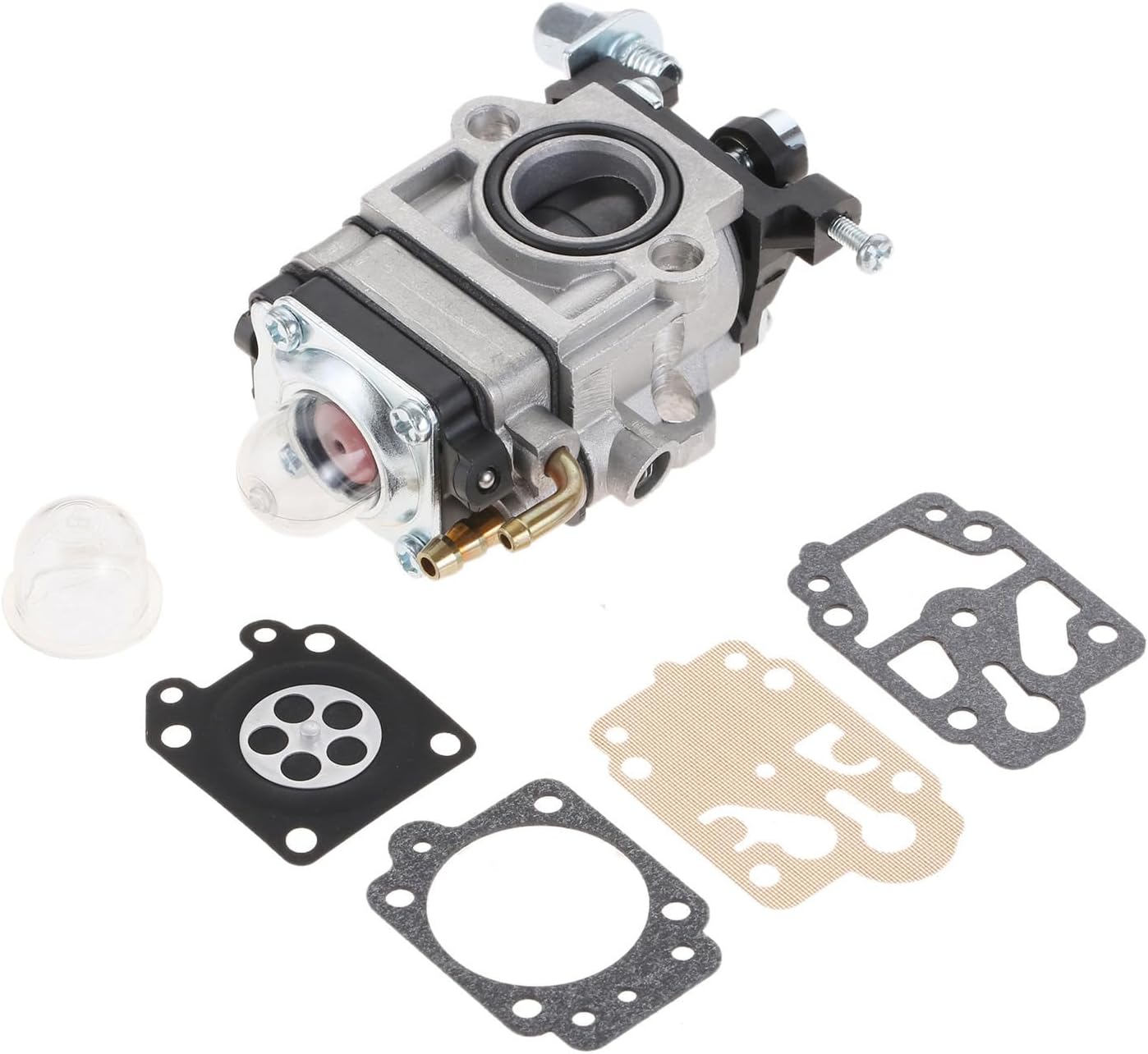 15-mm-vergaser Für 52-cm³- Und 43-cm³-freischneider Mit Membranen, Dichtungen Und Primerpumpe Vergaser-reparatursatz Für Freischneider, Heckenscheren, Rasenmäher, Bodenfräsen, Laubbläser Und Kantensc