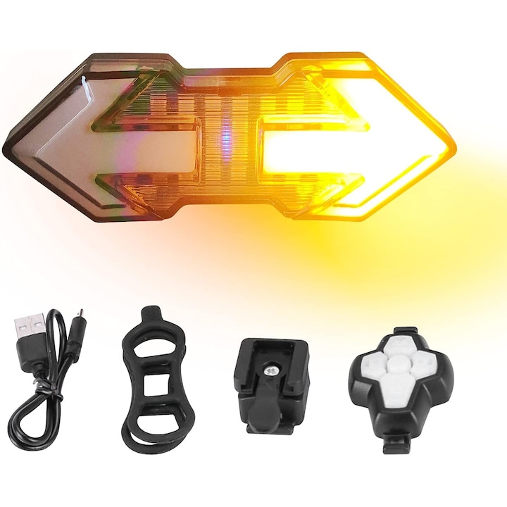 Fahrradsignal-set, Ipx4, Usb-ladefunktion, 5 Lichtmodi, Mit Kabelloser Fernbedienung, Schwarz