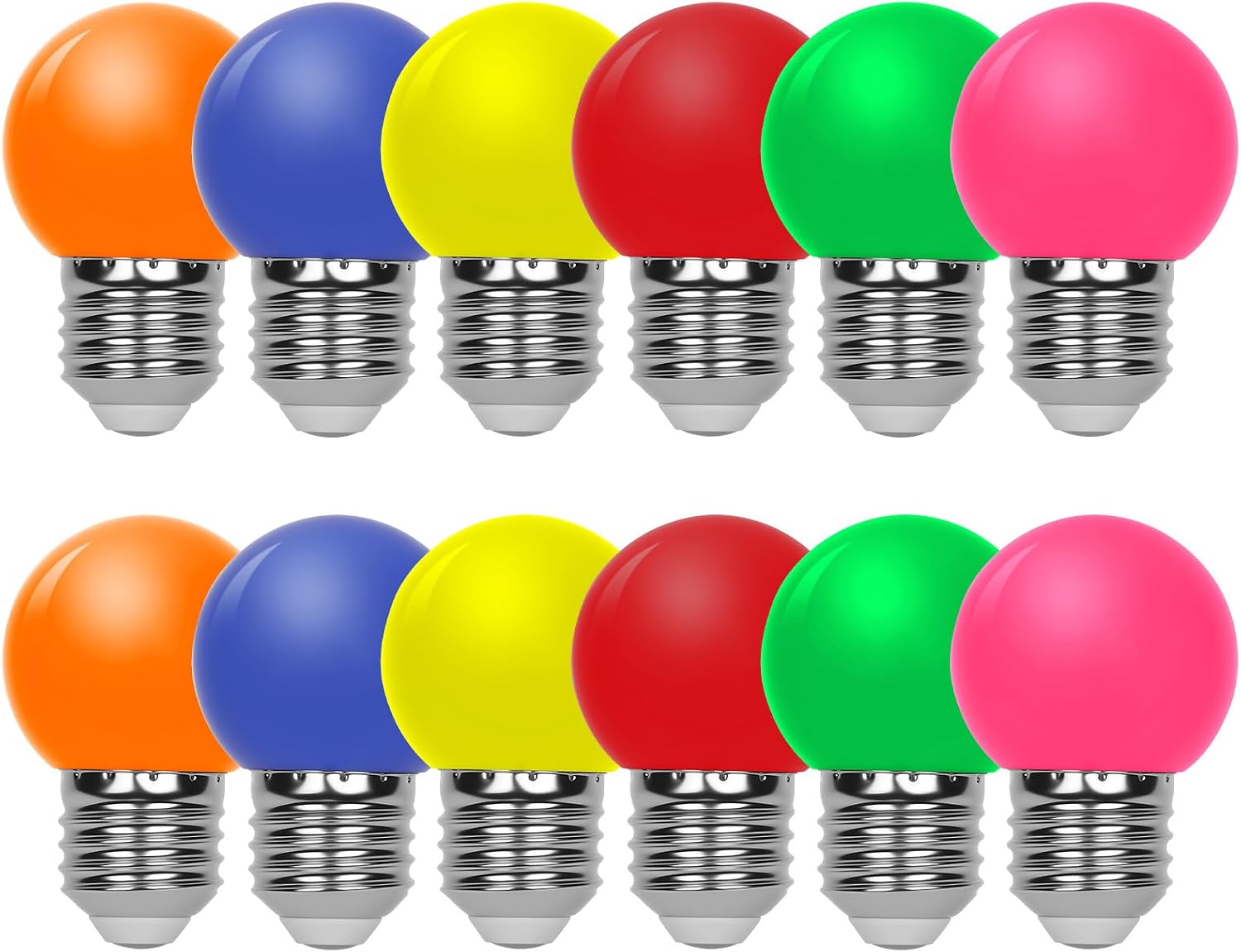 12er-pack E27 1w Led-farblampen, G45 Mini-globe-mehrfarbenlampen, Rot, Orange, Gelb, Grün, Blau, Rosa, Für Hochzeitsdekoration, Schlafzimmer, Bar, Halloween, Weihnachten, Partys
