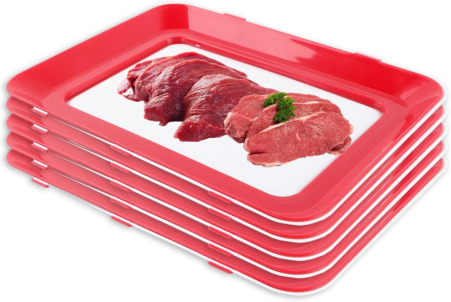 Einmachtablett Vakuum Frischhaltetablett Mit Elastischer Folie Aufschnittbox Fresh Plate Kühlschrank Organizer Aufschnitt Für Küche 5 Stück