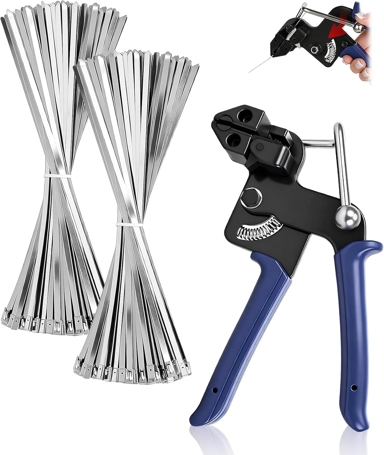 Set Mit 200 Edelstahl-kabelbindern (4,6 X 300 Mm) Und Kabelschneidern, Geeignet Für Kabelbündel Sowie Für Industrielle Und Landwirtschaftliche Anwendungen.