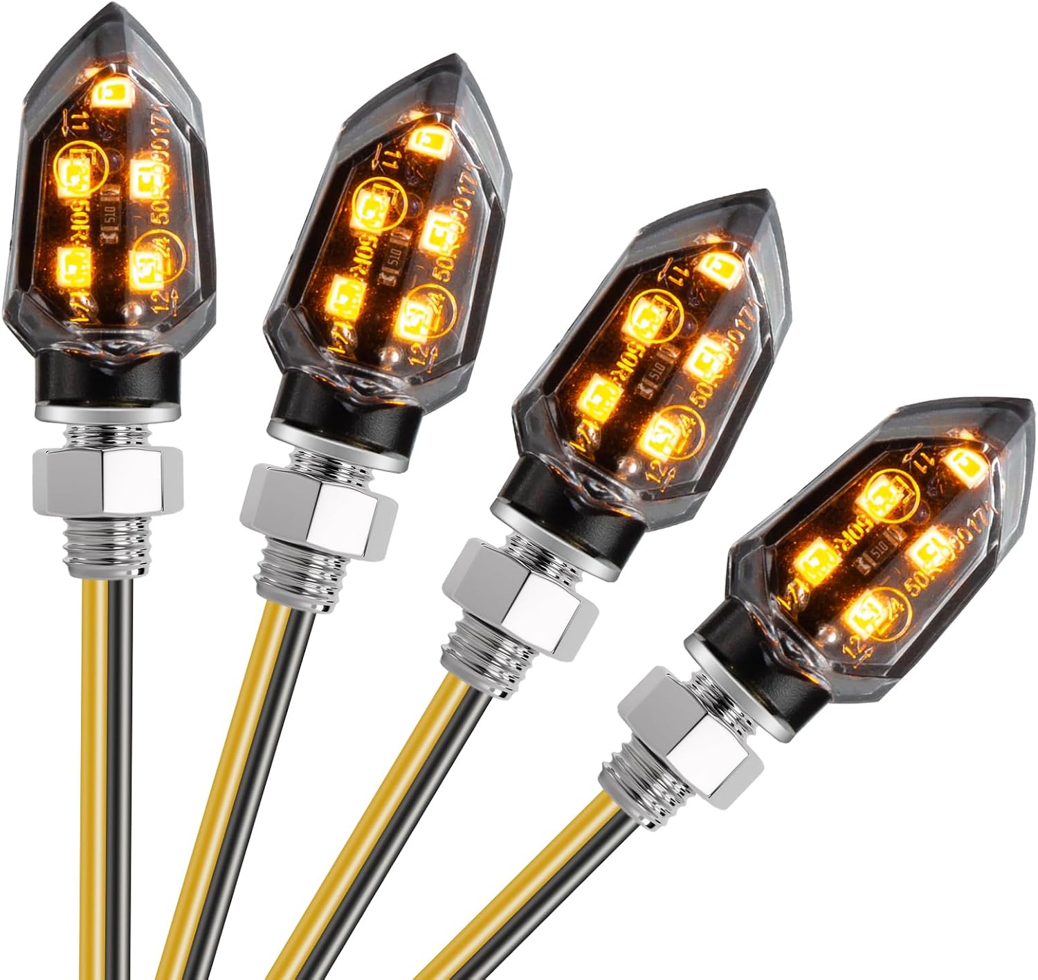 Led-motorradblinker, 4er-pack Mini-motorradblinker, 12 V, Universell Zugelassen Universelle Blinker Für Quad, Roller, Cruiser, Offroad – Klar