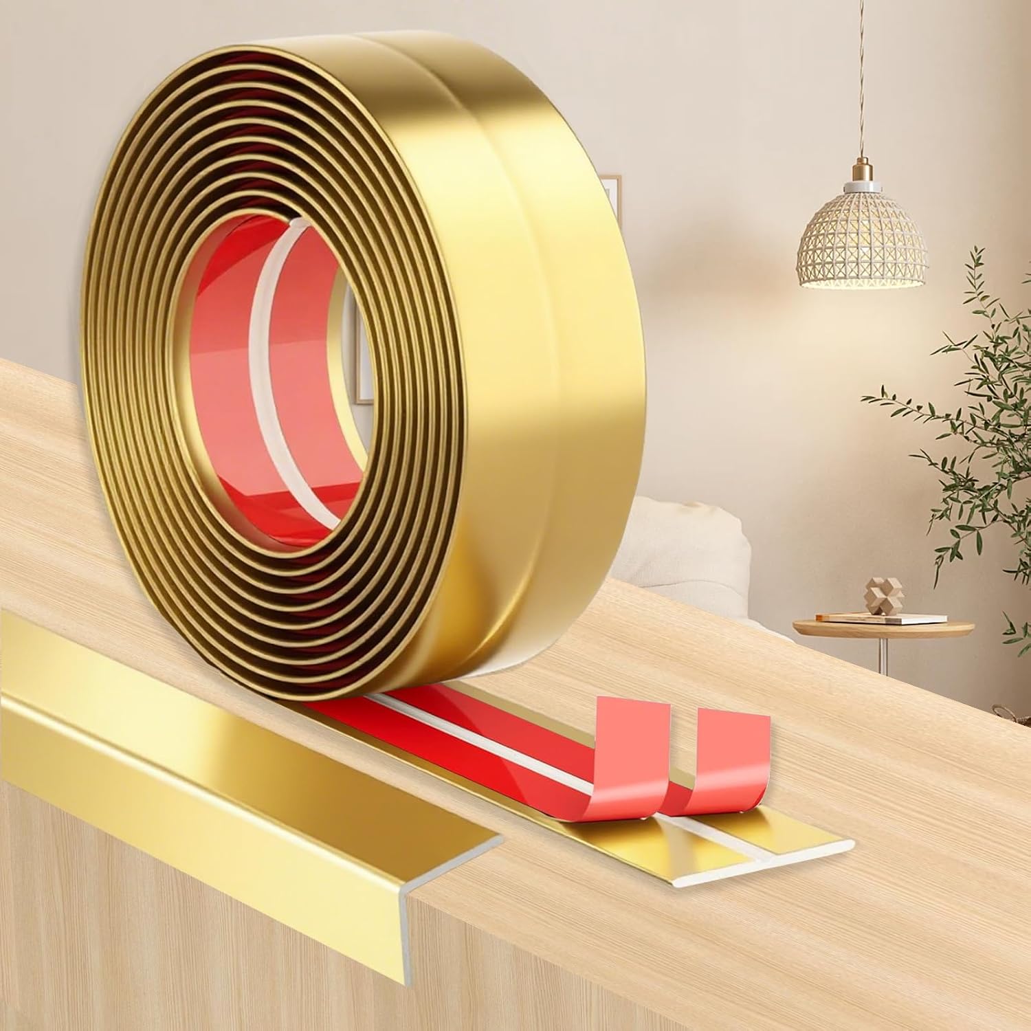 Selbstklebende Pvc-eckleiste Zum Kantenschutz Von Wänden, Z. B. An Schlafzimmertüren, Türen, Fenstern, Wänden, Küchen Und Fliesen. Wasserfeste Rolle, Leicht Zuschneidbar, Ideal (gold, 2 Cm X 8 M).