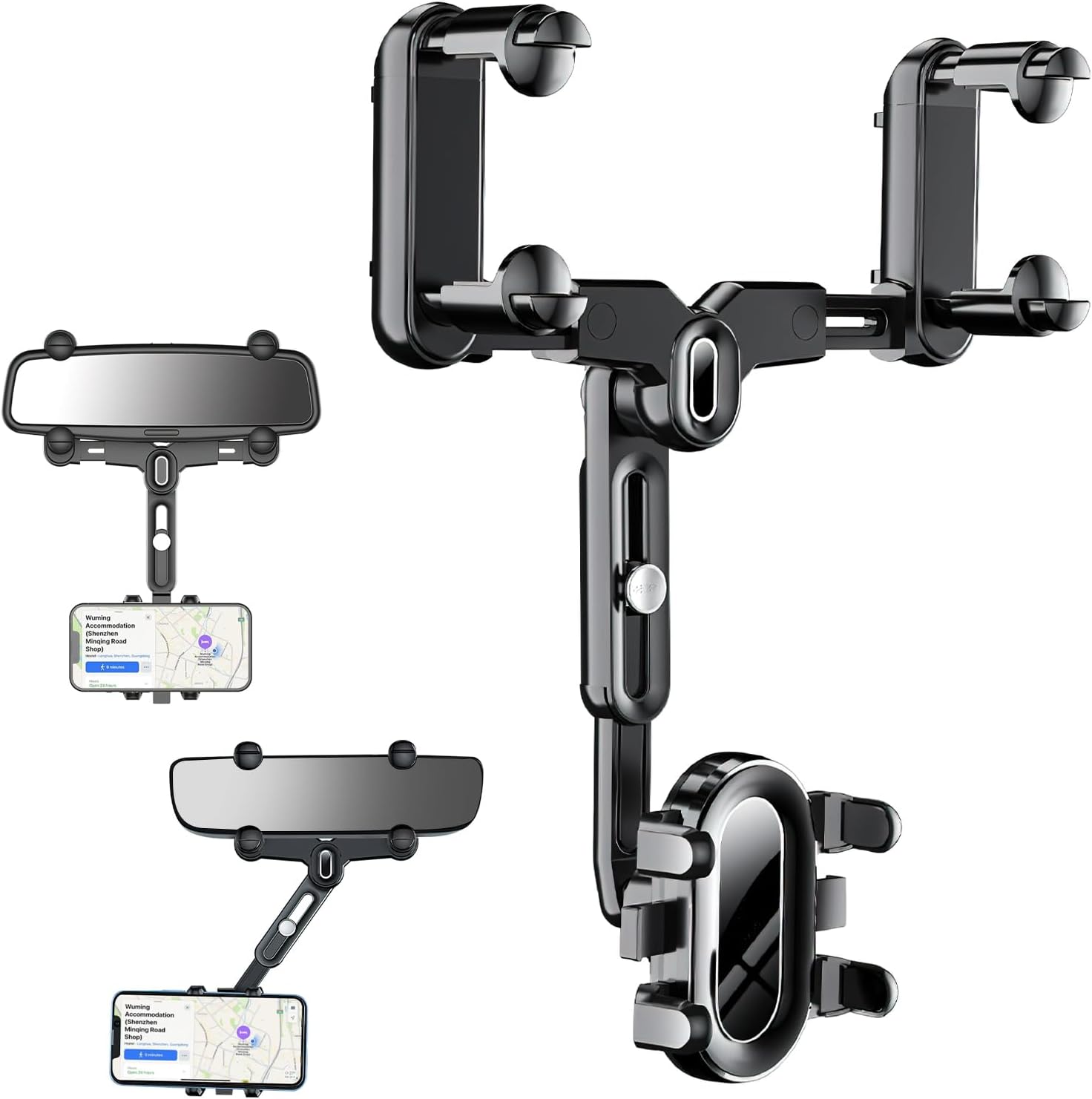 Handyhalterung Für Den Auto-rückspiegel, Multifunktionale, Ausziehbare Und Um 360° Drehbare Handyhalterung, Universelle Spiegelhalterung Für Smartphones Von 4 Bis 7 Zoll