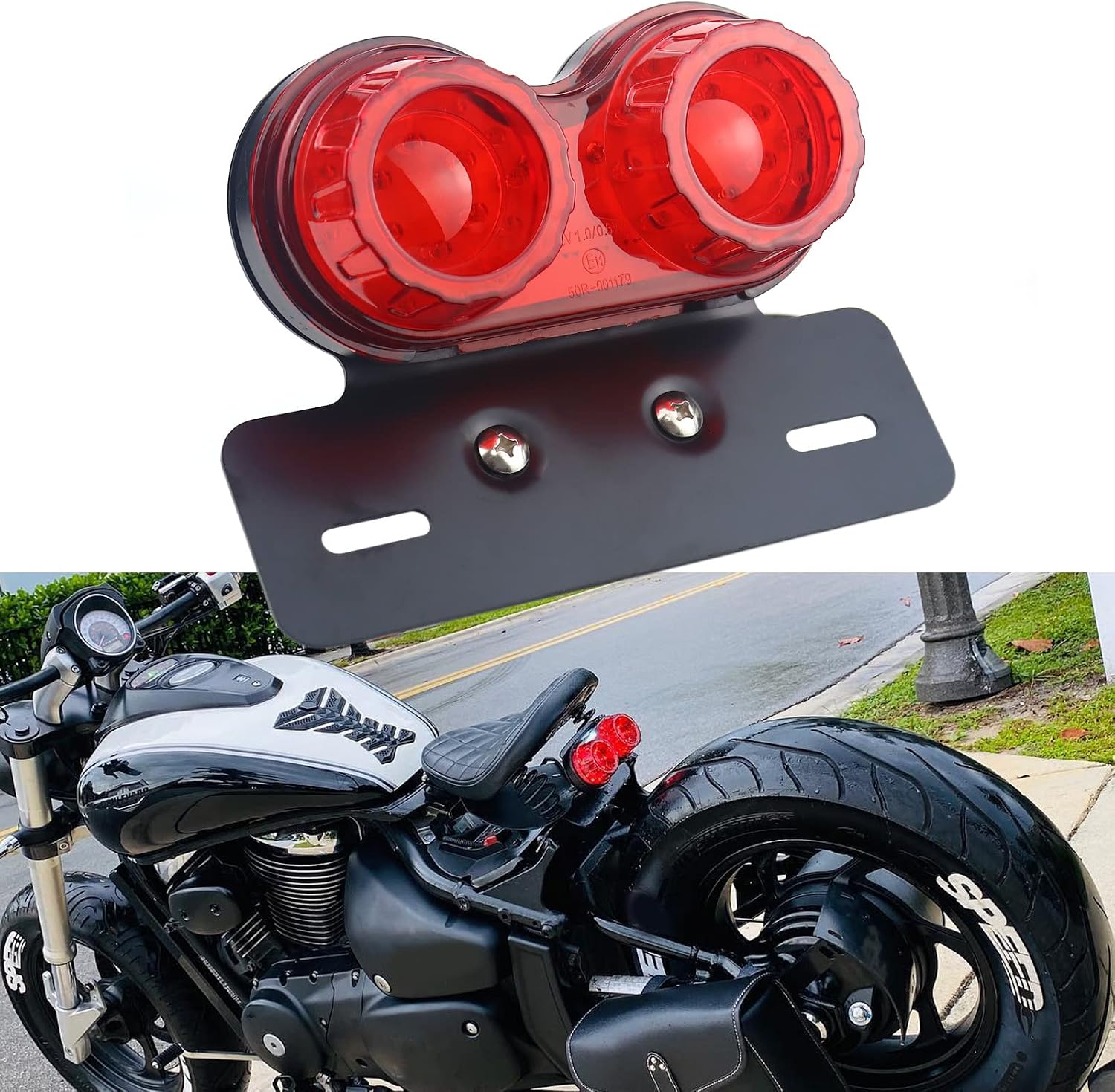 Universelle 40-led-doppel-motorradrückleuchte, Bremslicht, Blinker Und Fahrlicht Mit Kennzeichenhalterung Für Chopper, Straßenmotorräder Und Dirtbikes