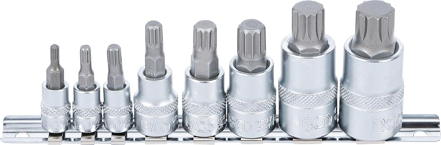 Steckschlüsselsatz Mit Bits Innen Mehrfach Gerillt (für Xzn) M4 - M16 8-teilig