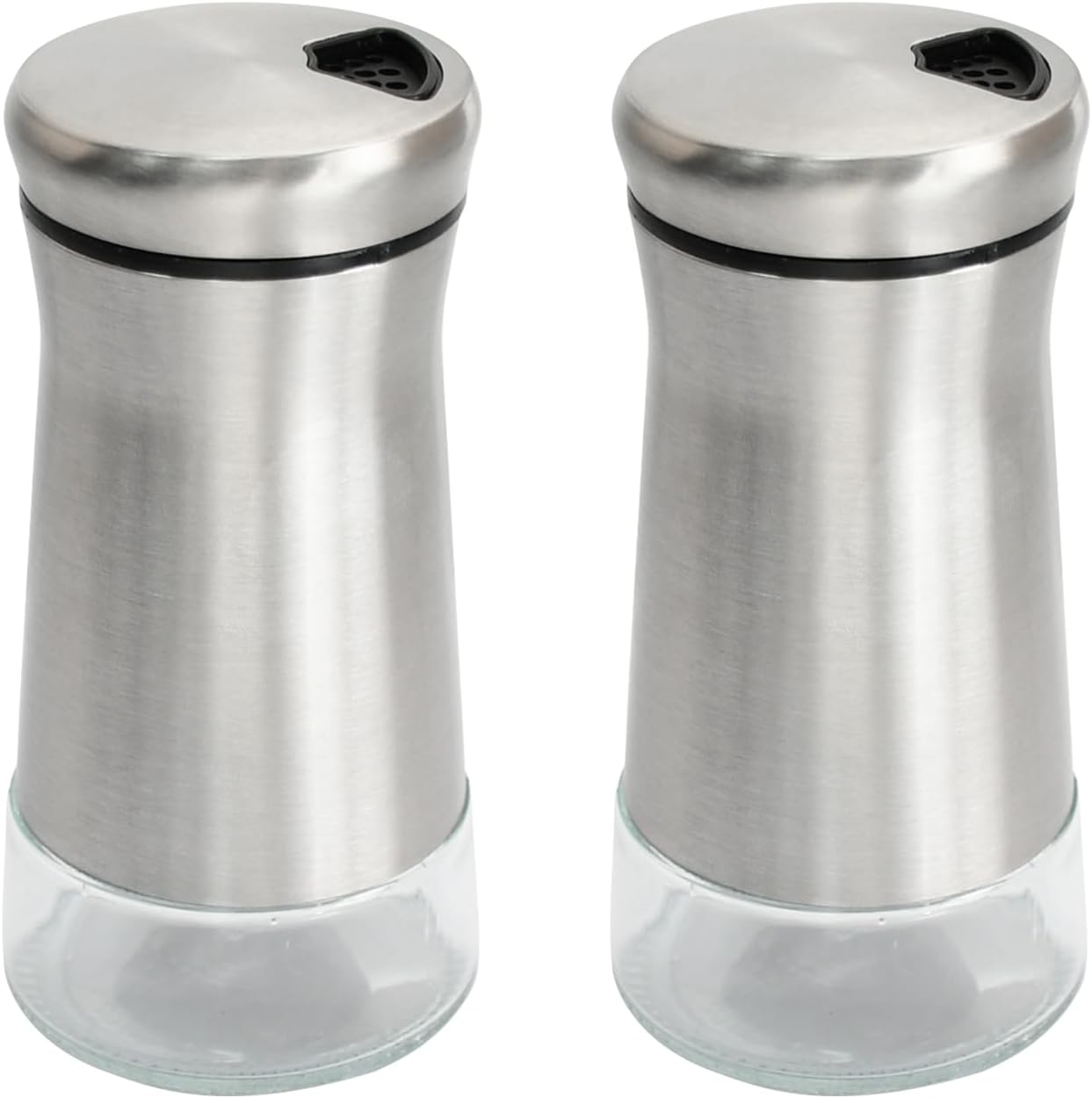 Feuchtigkeitsbeständiger Salzstreuer, Großes Fassungsvermögen, Tischsalz- Und Pfefferstreuer-set Aus Glas Und Edelstahl, Salz- Und Pfefferstreuer Mit Verstellbarer Ausgießöffnung (2 Stück)
