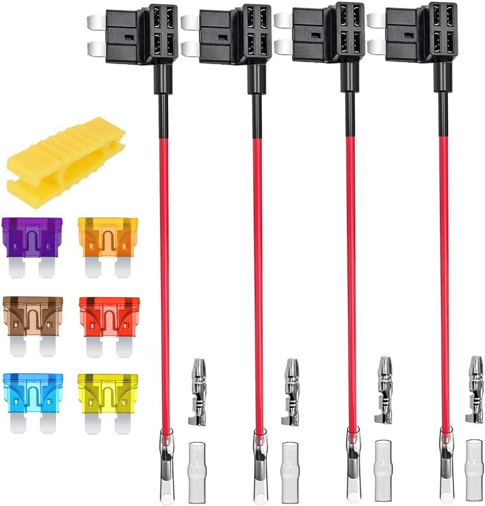 4 Stück 12v-24v 20a Standard Atc Add-a-circuit Kfz-sicherungshalter, Atc-flachsicherungshalteradapter, Mit 6 Flachsicherungen Und 1 Sicherungsauszieher