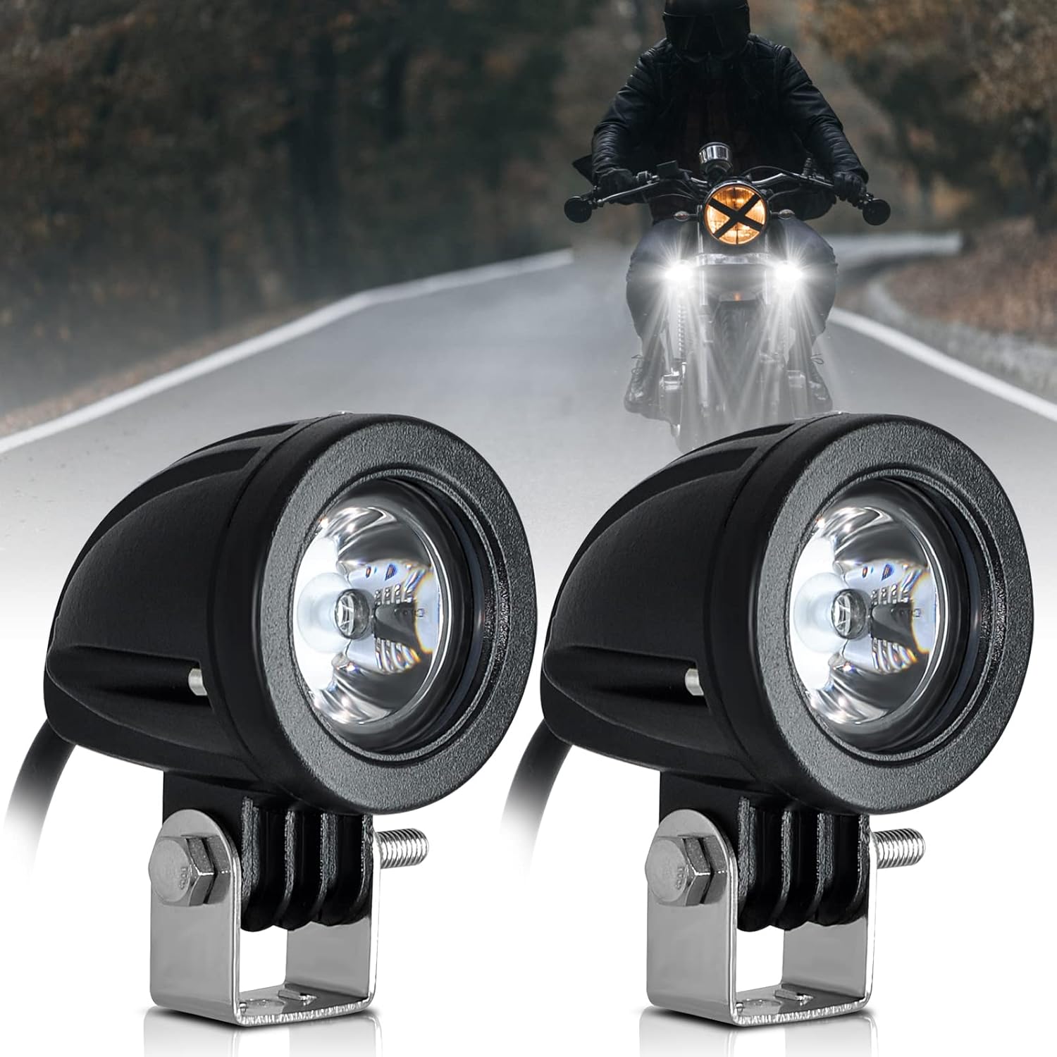 Zwei Zusätzliche Led-scheinwerfer Für Motorräder, Runde Led-scheinwerfer 12v-24v, Schutzart Ip68 Wasserdicht, Geeignet Für Motorräder, Geländefahrzeuge, Mehrzweckfahrzeuge, Quads, Allradfahrzeuge, Lie