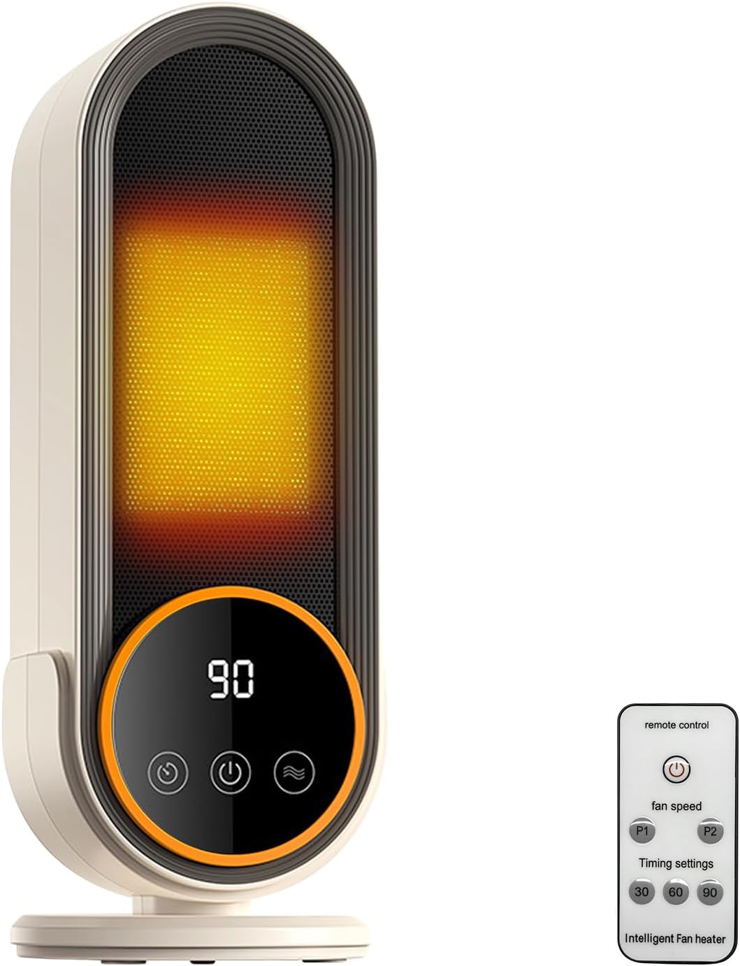 Zusatzheizung (1200 W), Ptc-keramikheizung, Schnellaufheizzeit (3 Sekunden), Timer (30/60/90 Minuten), Heizlüfter Mit Fernbedienung, Überhitzungs- Und Kippschutz
