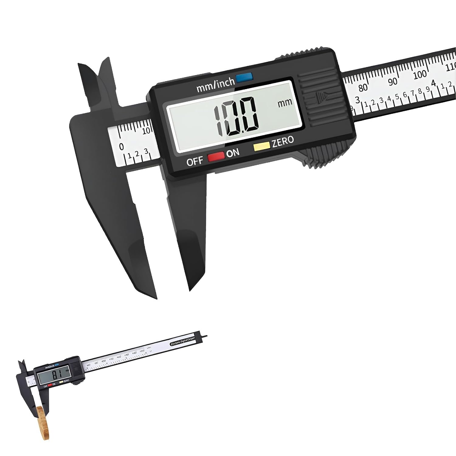 Digitaler Messschieber Aus Kohlefaser (150 Mm), Elektronisches Mikrometer Mit Lcd-anzeige, Zoll/metrisch, Für Schmuck, Heimwerkerprojekte Und Holzbearbeitung