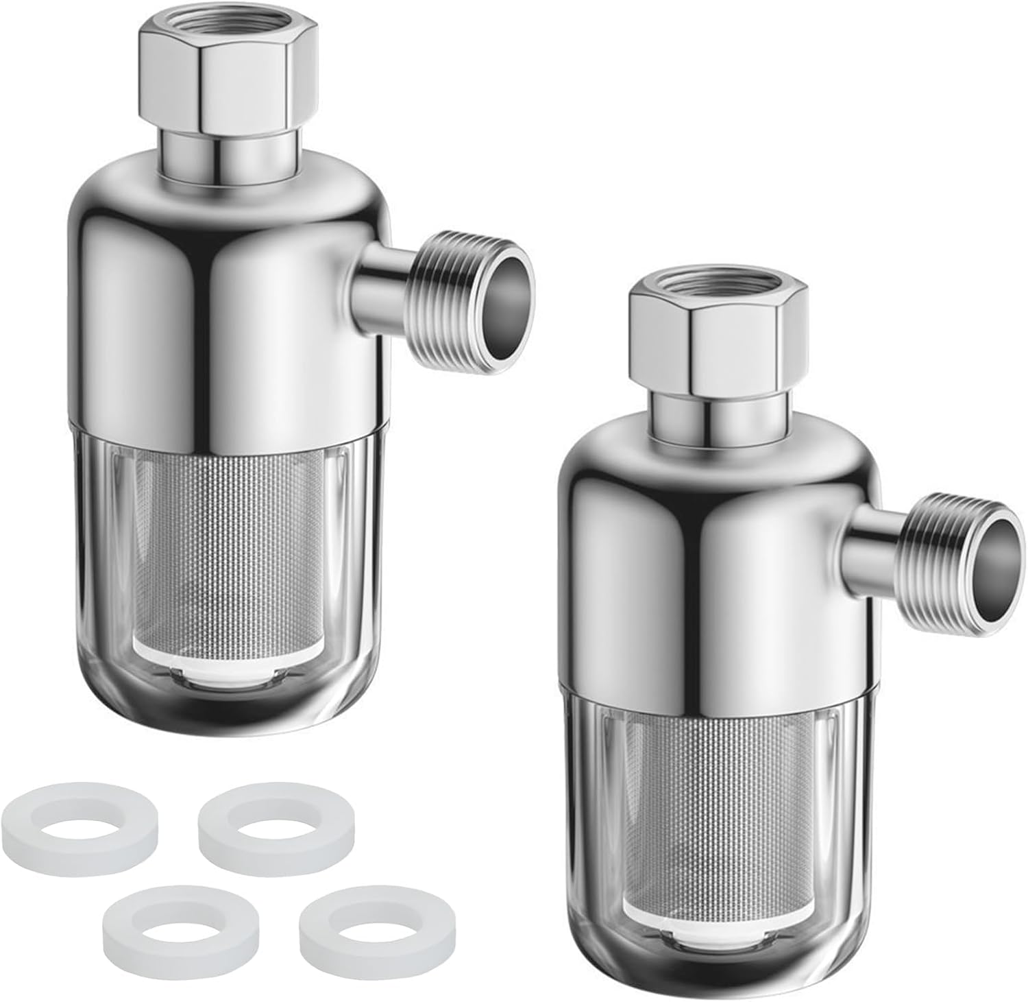 Set Mit 2 Wiederverwendbaren 1/2"-duschwasserfiltern Mit 40 Μm Edelstahl-filterelement Für Warmwasserbereiter, Toiletten Und Waschmaschinen