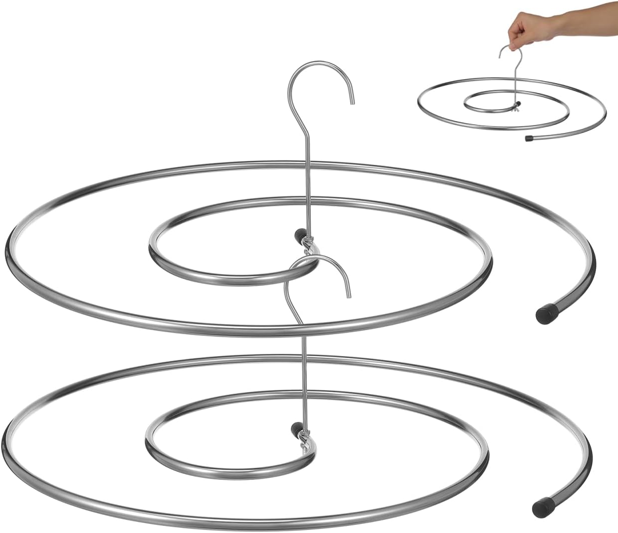 Set Mit 2 Spiralförmigen Wäschebügeln Aus Edelstahl, 360° Drehbarer Wäscheständer Für Bettwäsche Und Decken, Platzsparend Für Zuhause Und Waschküche