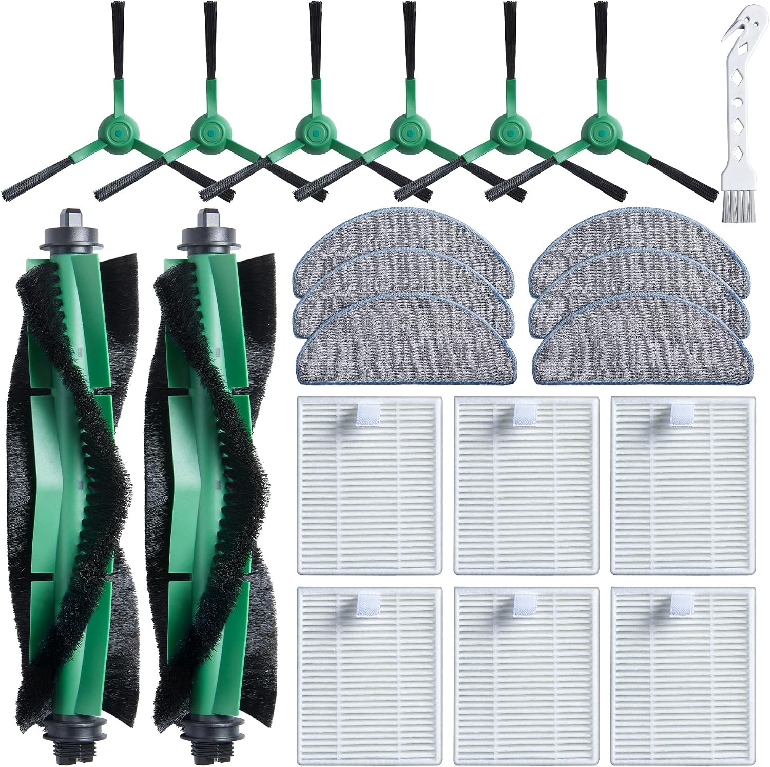 Zubehörset Für Irobot Roomba Combo 2 Essential Y0140/y0112/y0110/104 Ersatz Für Roomba 105 Combo, 2 Hauptbürsten, 6 Wischpads, 6 Filter, 6 Seitenbürsten, Reinigungsbürste