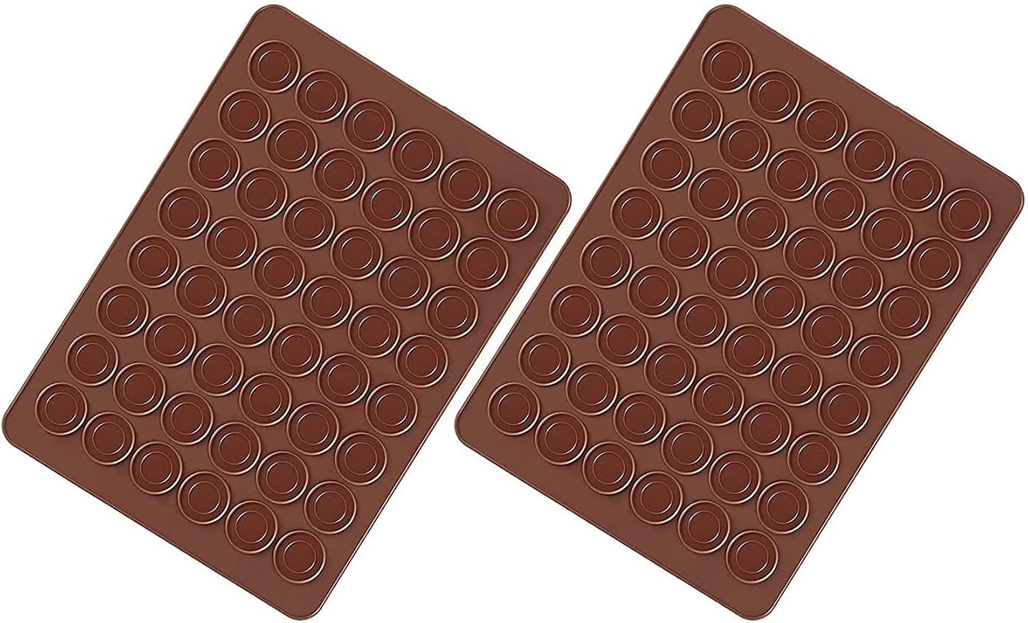 Set Mit 2 Silikon-macaron-backmatten, 48 Mulden, Antihaftbeschichtet, 38 X 28 Cm