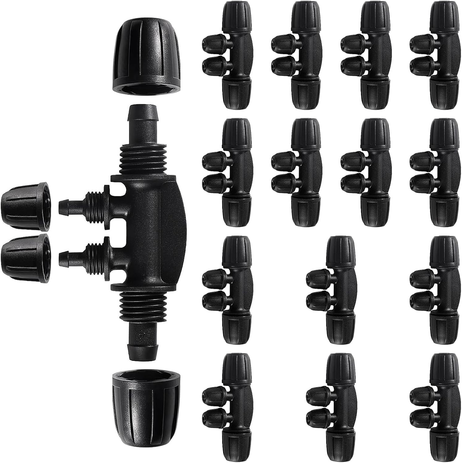 Packung Mit 15 Verriegelbaren T-verbindern Mit Widerhaken, 8/12 Mm Auf 4/7 Mm Tropfbewässerungs-anschlussset, 4-wege-innengewindeanschluss Für Bewässerungssystem