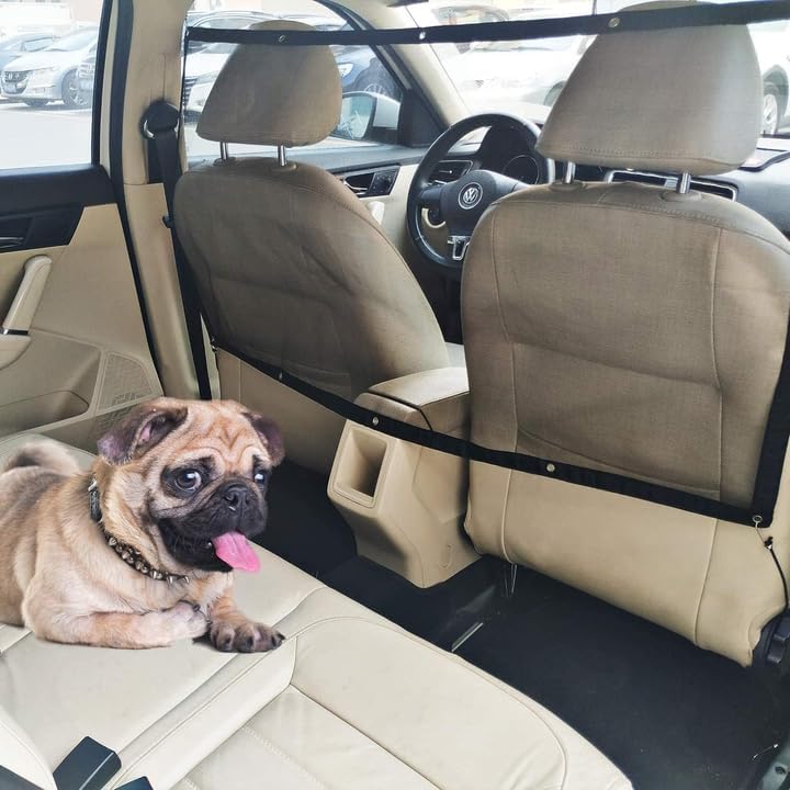 110 X 60 Cm Hundetrennnetz Für Autos – Trennnetz Mit Verstellbarem Seil Und Haken – Geeignet Für Suvs Und Kleinwagen