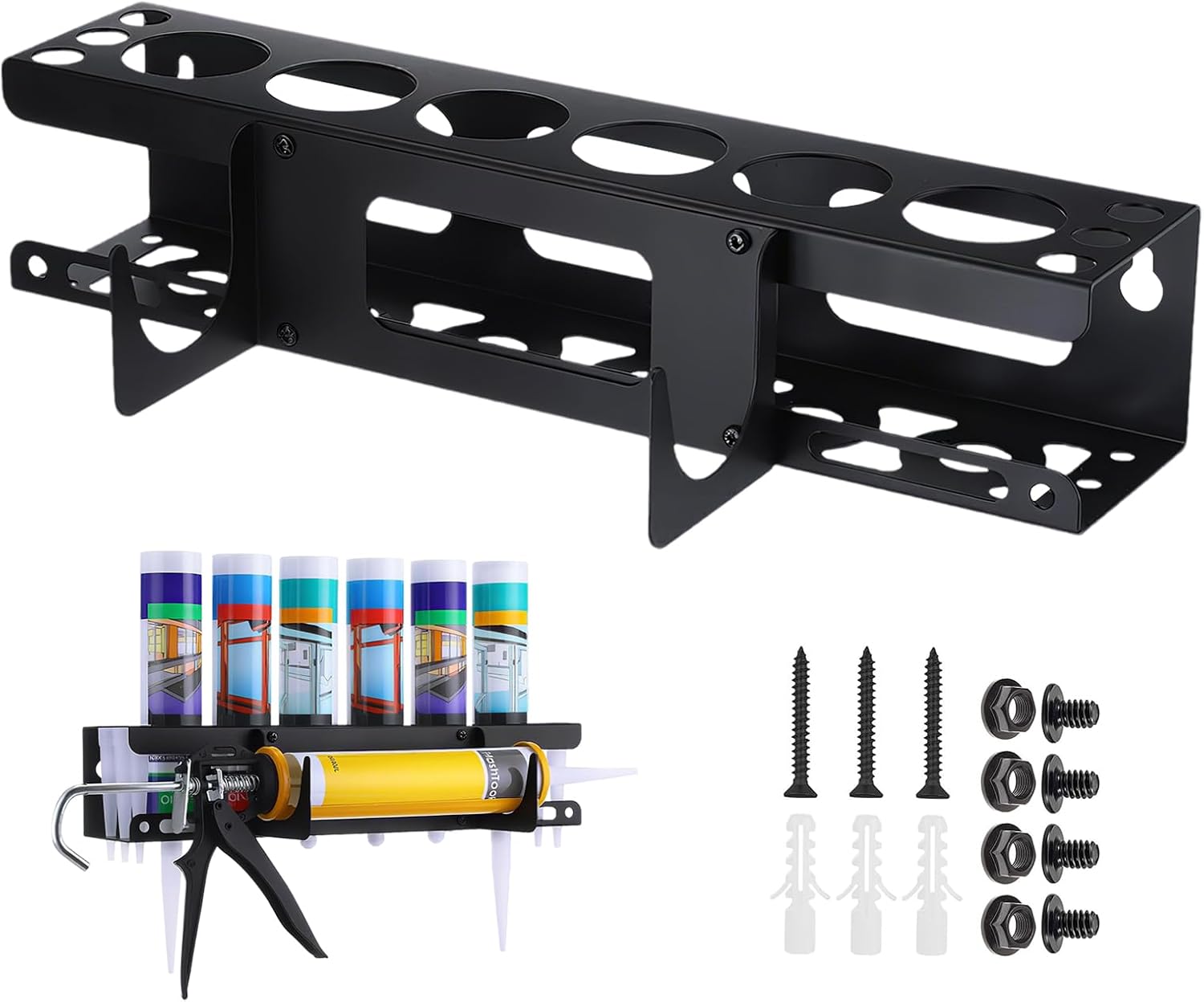 Vielseitiger Aerosolhalter, Praktischer Silikonkartuschenhalter, Wandhalterung Für Sprühflaschen, 6 Löcher Für Silikonschläuche, Topfgestell Für Garage, Werkstatt Und Zuhause