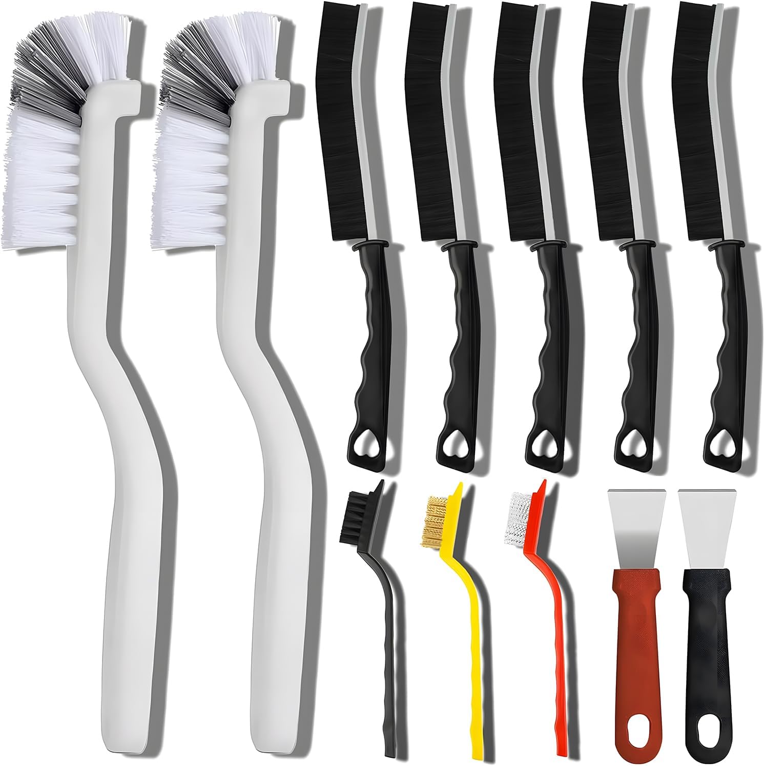 12-teiliges Multifunktionales Dachrinnenreinigungsbürsten-set, Badreinigungsbürste, Fliesenfugenbürste Für Fugen, Spalten, Schmutz Und Rost In Bad, Küche Und Toilette