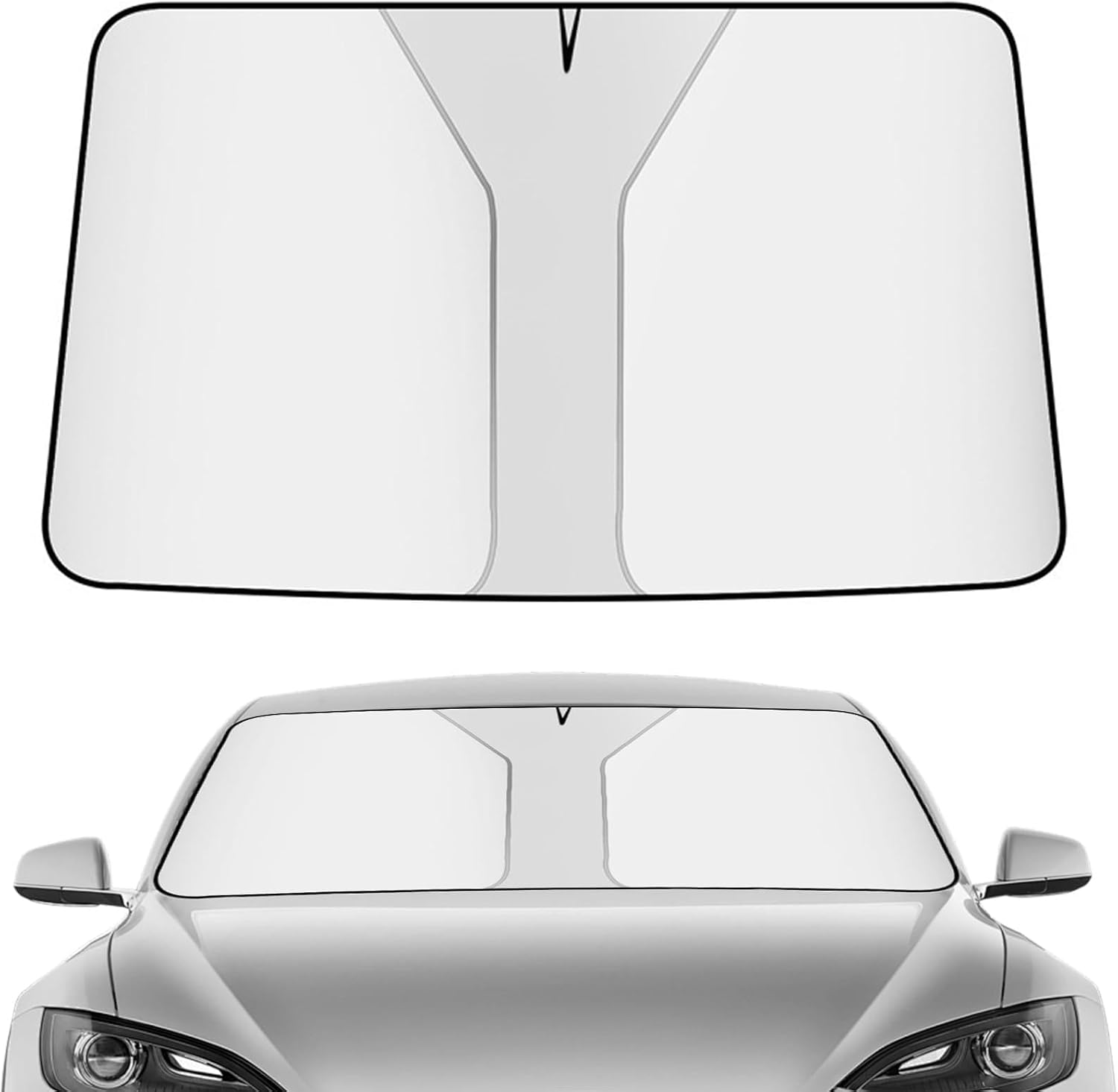 Sonnenschutz Für Die Windschutzscheibe, Faltbare Sonnenblendenabdeckung, Doppellagige, Faltbare Frontscheibenabdeckung Mit Aufbewahrungstasche Für Suv, Lkw, Pkw, 140 X 70 Cm (silber)