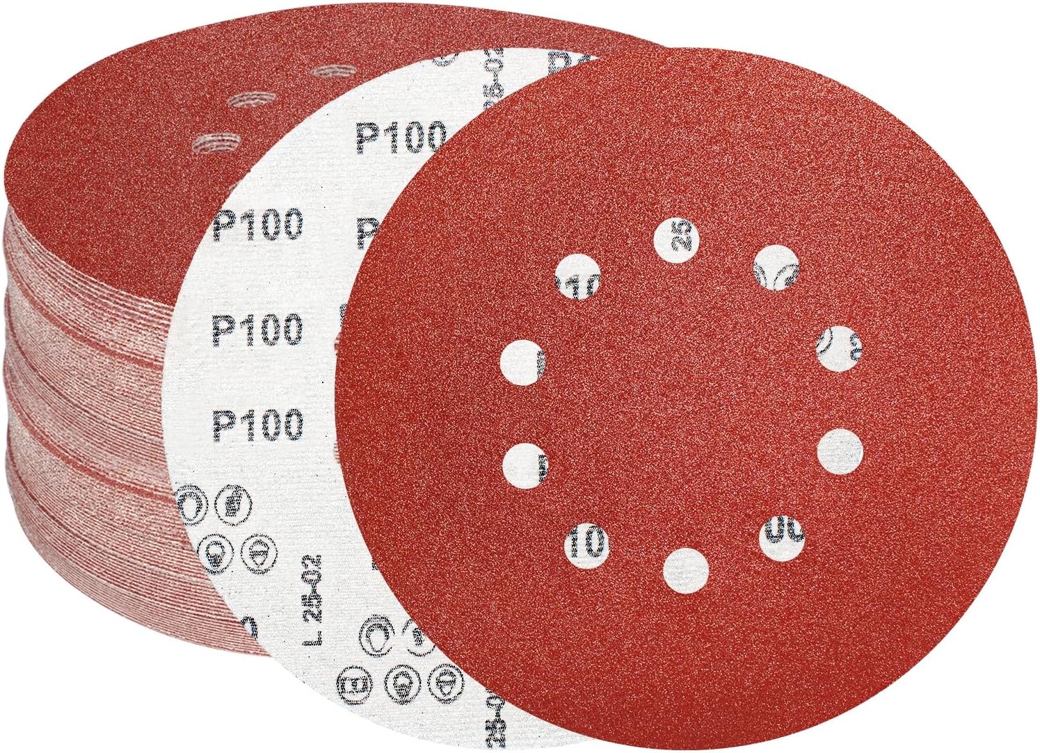 Schleifscheiben, Schleifpapier, 225 Mm, 10 Löcher, 15 Stück, Körnung 100