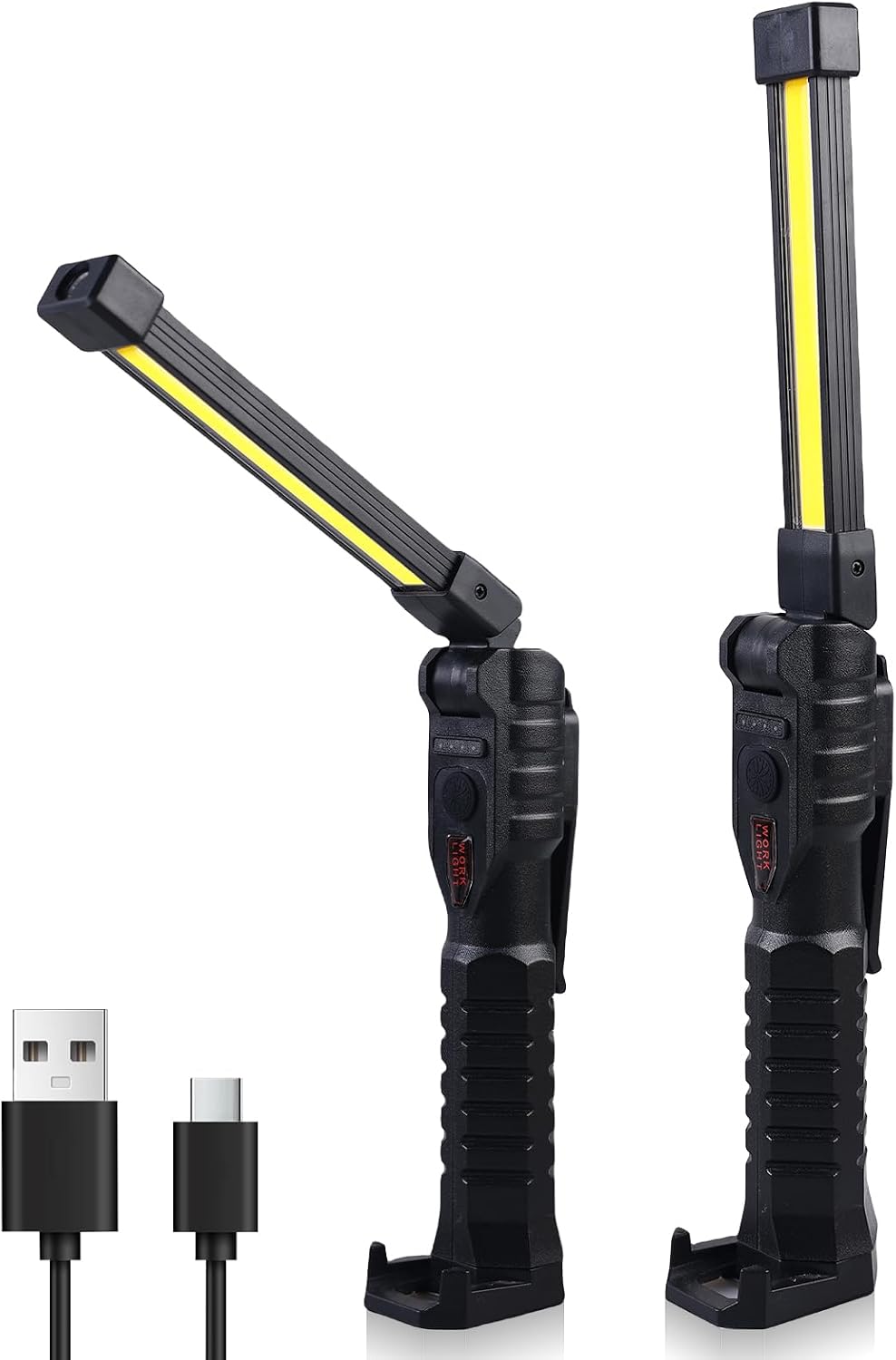 2er-set Led-arbeitsleuchten – Werkstattleuchten – Batteriebetrieben Mit Magnet Und Haken – Faltbar – Wiederaufladbar – Led-arbeitsleuchten Für Autoreparaturen Und Werkstatt