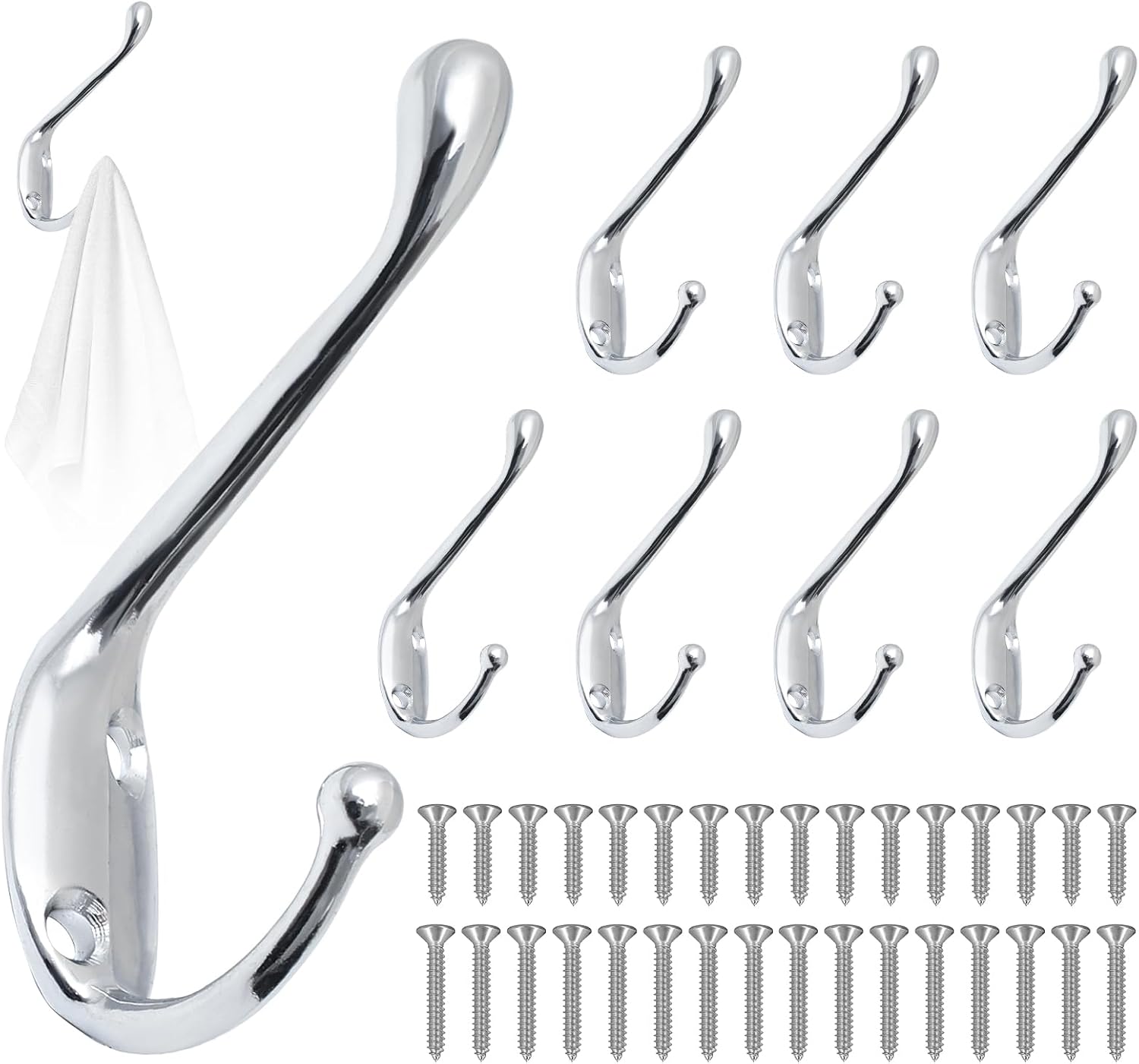 8 Vintage-wandgarderobenhaken In Silber, Retro-doppelwandhaken Aus Metall, Wandhaken Mit 32 Schrauben, Huthaken Aus Metall Für Bad Und Küche