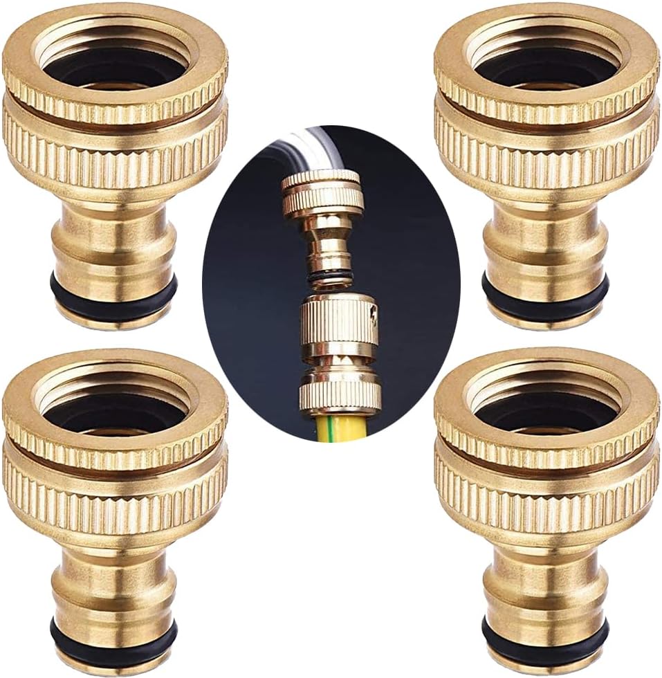 Set Mit 4 Messing-schnellkupplungen Für 1/2"- Und 3/4"-gartenschläuche, 2-in-1, Für Küche, Garten Und Außenbereich.