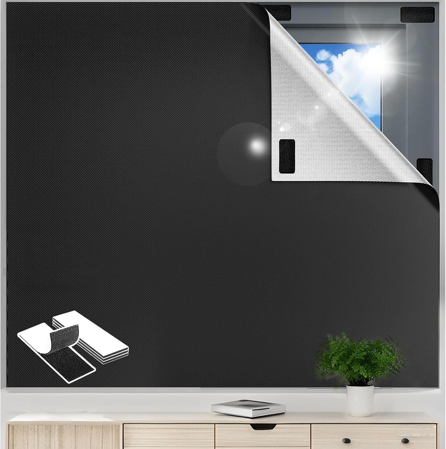 Selbstklebende Verdunkelungsrollos Aus 420d Oxford-gewebe, 100 % Verdunkelung, 400 X 145 Cm, Kein Bohren Erforderlich, Tragbare Verdunkelungsfolie Für Schlafzimmer, Kinderzimmer, Vorübergehende Reisen