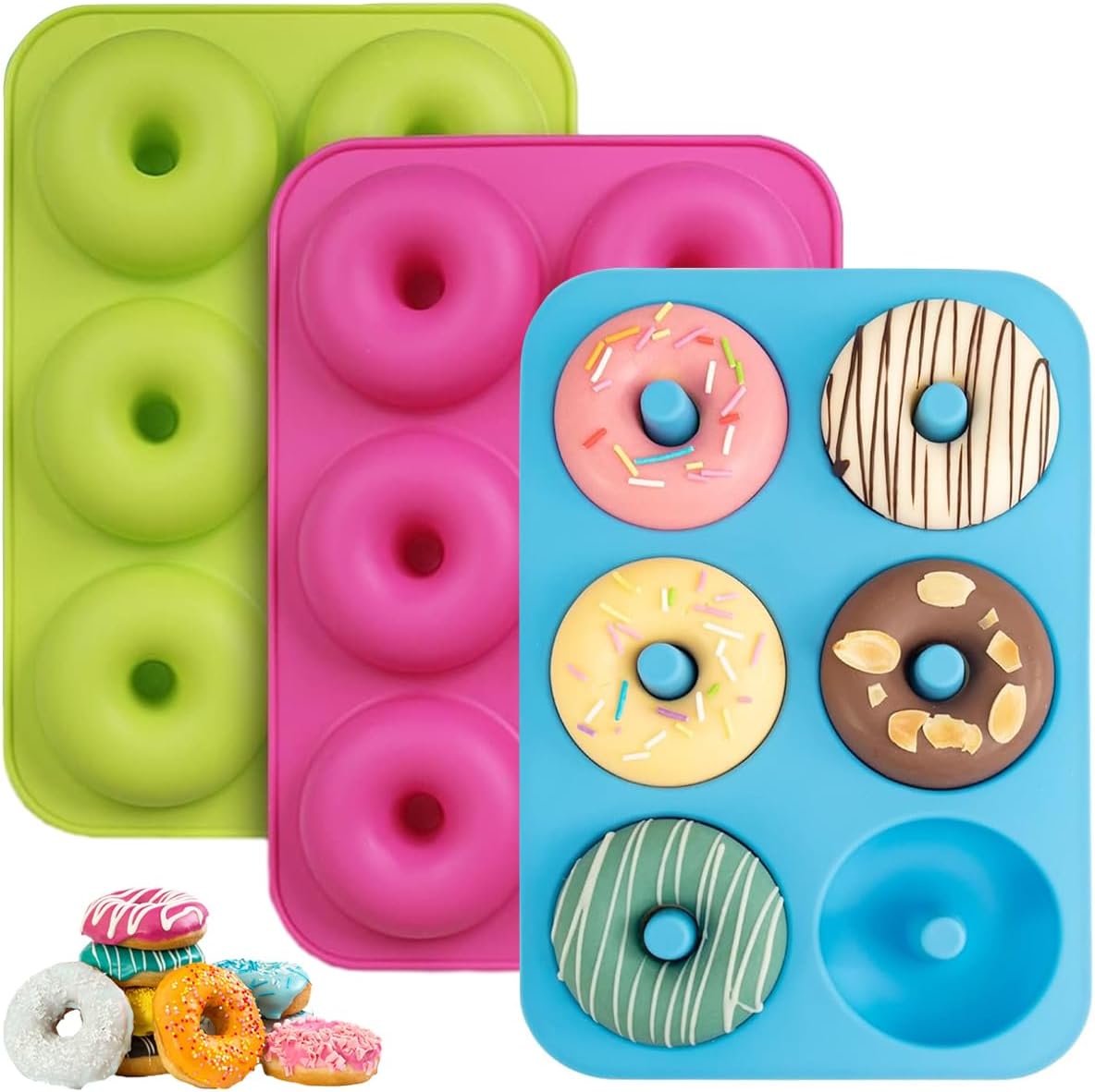 3-teiliges Silikon-donut-formenset Mit 6 Mulden, Antihaftbeschichtet, Bpa-frei