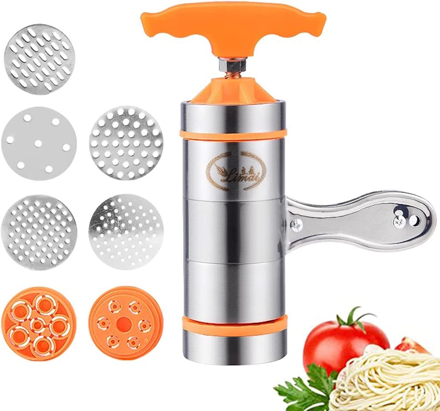 Pastapresse Aus Edelstahl Mit 7 Formen, Tragbare Frischnudelmaschine, Nudelmaschine Mit 7 Formen, Für Frische Fettuccine, Lasagne, Nudelrollen, Nudelschneidemaschine Mit 7 Formen.