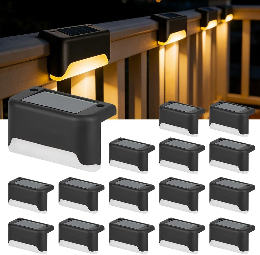 Set Mit 16 Solar-außenleuchten, Solar-außenleuchten, Led-beleuchtung, Solar-außenleuchten, Solar-treppenleuchten, Ip65 Wasserdichte Dekoration Für Balkon, Zaun, Treppe, Wand [energieklasse A]