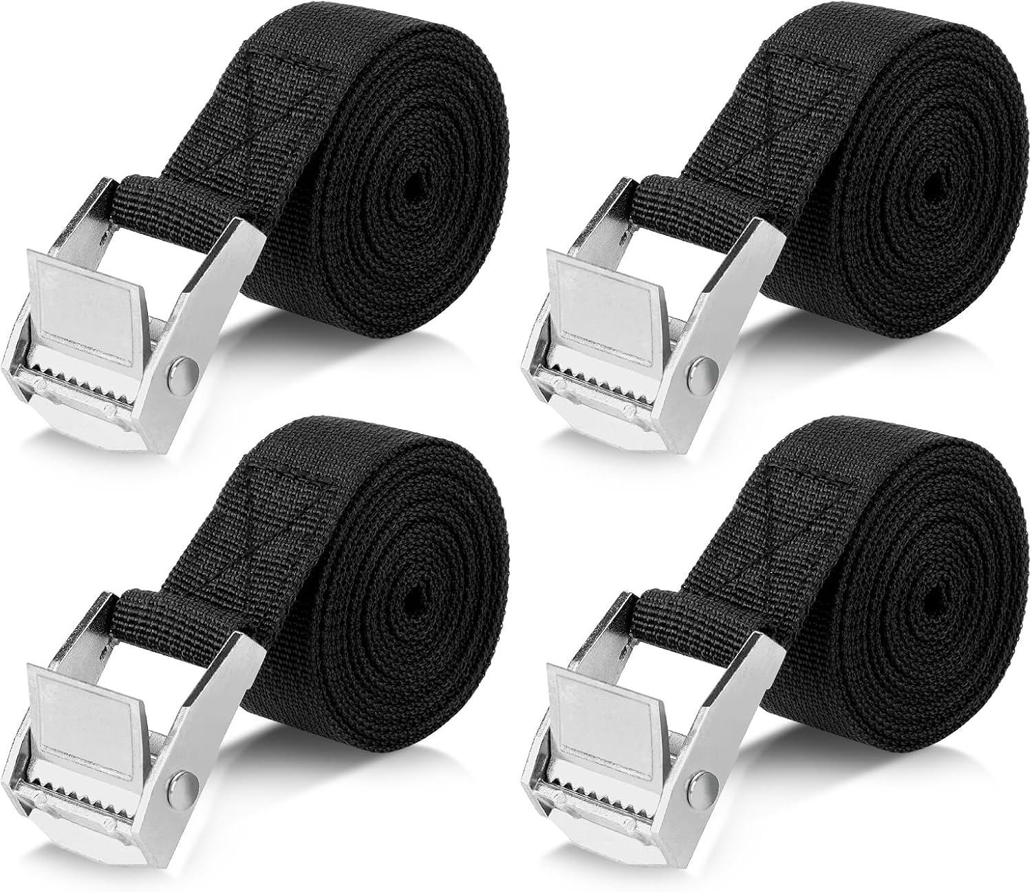 2 M Lange Spanngurte, 4er-pack, 25 Mm Breit, Mit Schnallen, Maximale Tragfähigkeit 250 Kg, Für Motorräder, Anhänger Und Fahrradträger