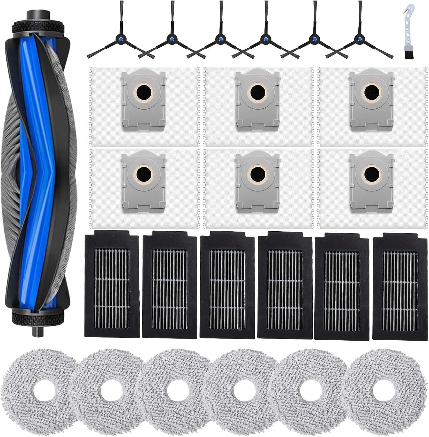Alloytool 20-teiliges Set Für Ecovacs Deebot X5 Omni / X5 Pro Saugroboter 1 Hauptbürste, 4 Hepa-filter, 4 Tücher, 6 Staubbeutel, 4 Seitenbürsten, 1 Reinigungsbürste
