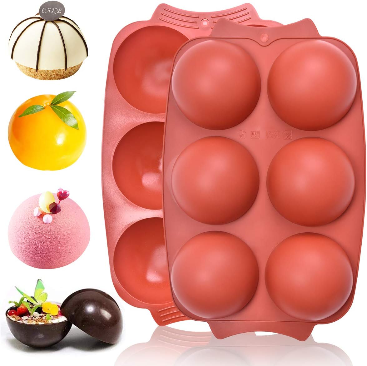 Silikonformen Für Heiße Schokolade, Halbkugel Mit 6 Löchern, 8 Cm Runde Backformen Für Kuchen, Gebäck, Mousse, Eiscremekuppeln - Ovale Form - 2 Stück