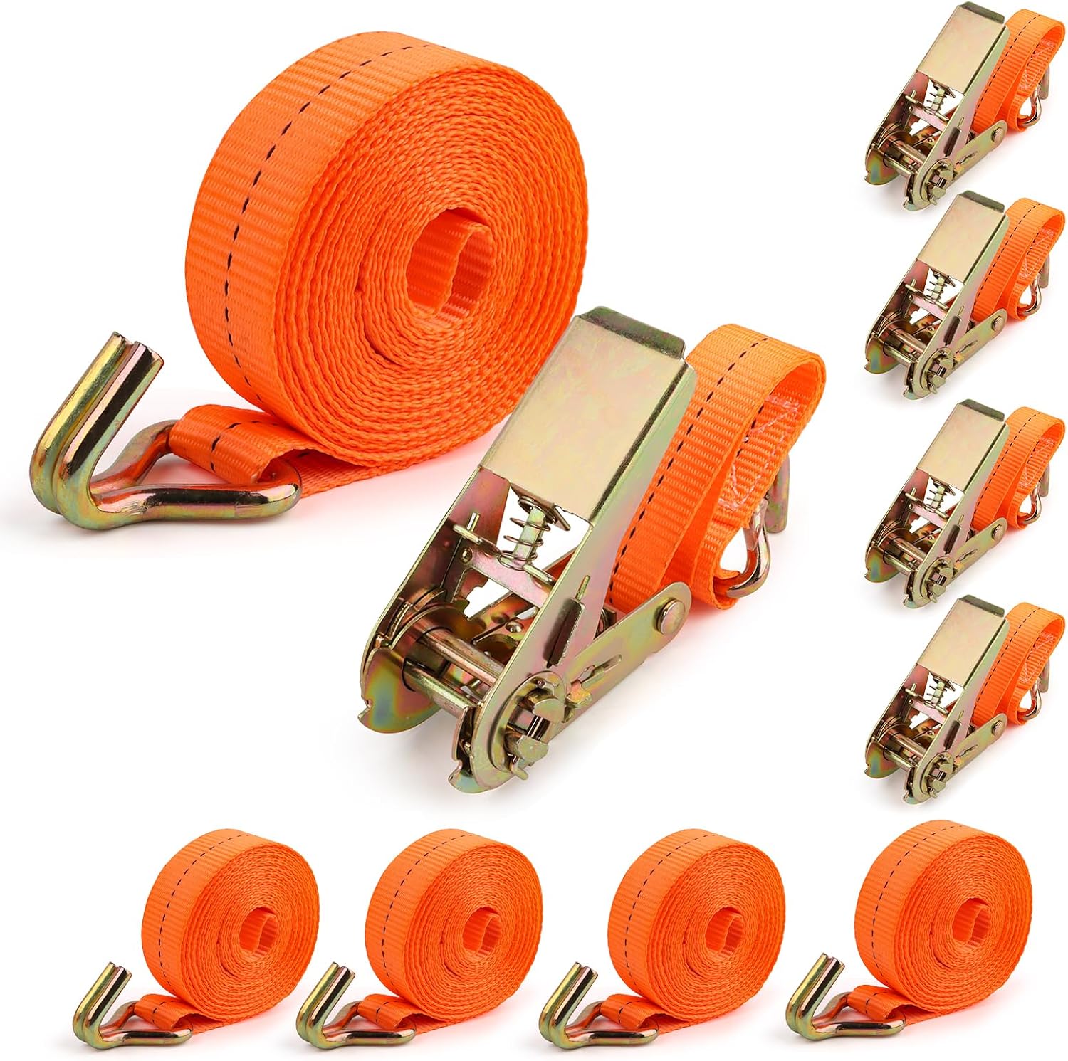 4 Stück Spanngurte Mit Ratsche Und Haken, 4m X 25mm Zurrgurt Heavy Duty Für Motorräder, Auto, Anhänger, Ladungssicherung, Befestigungsgurt