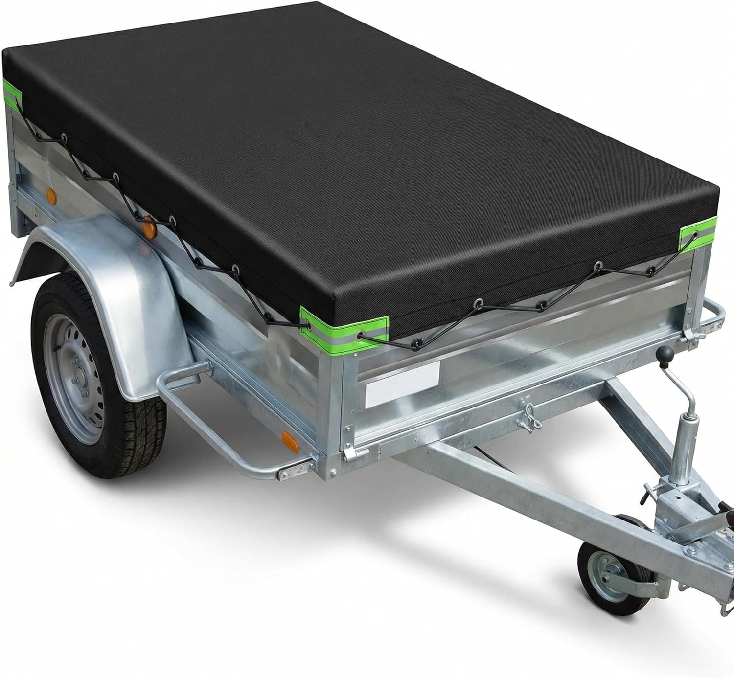 Anhängerplane Mit Seil – 258 X 135 X 8 Cm – Verstärktes 420d-pvc-material – Für Autoanhänger Von 500 Kg Bis 750 Kg, Schwarz