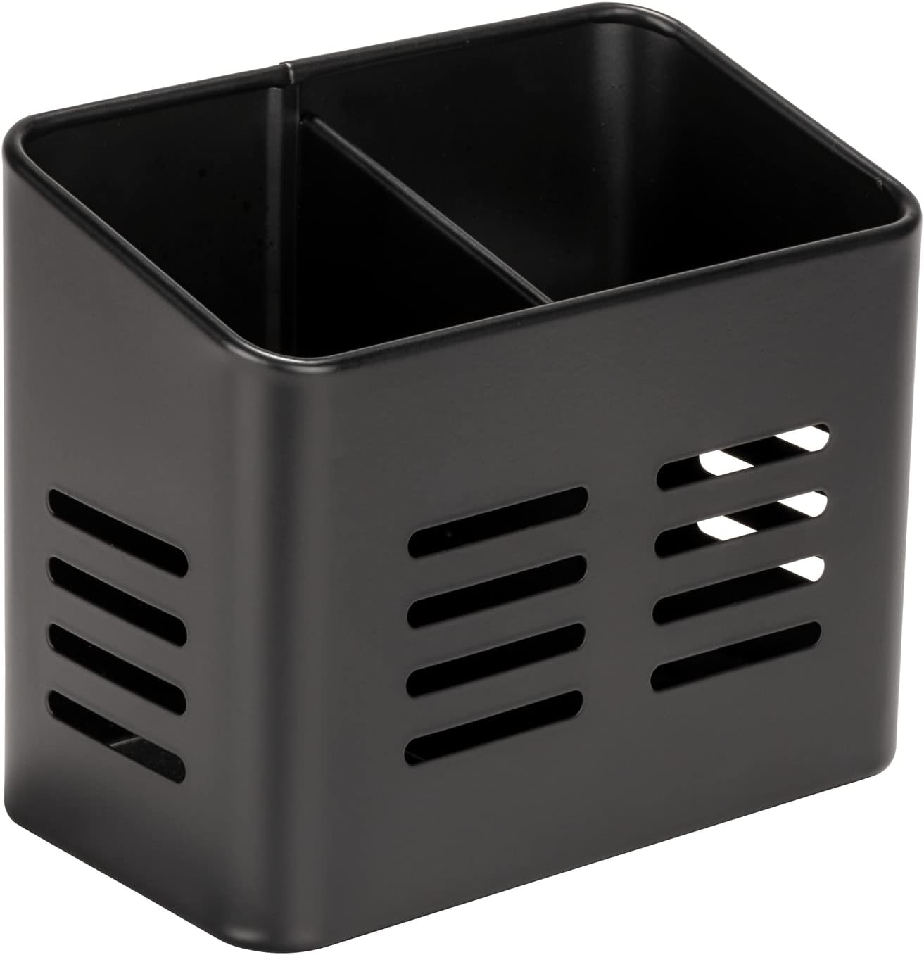 Besteckkorb, Schwarzer Outdoor-küchenkorb Aus Pulverbeschichtetem Metall, Elegantes Schwarzes Design Zur Aufbewahrung Von Besteck, 16 X 13,5 X 9 Cm