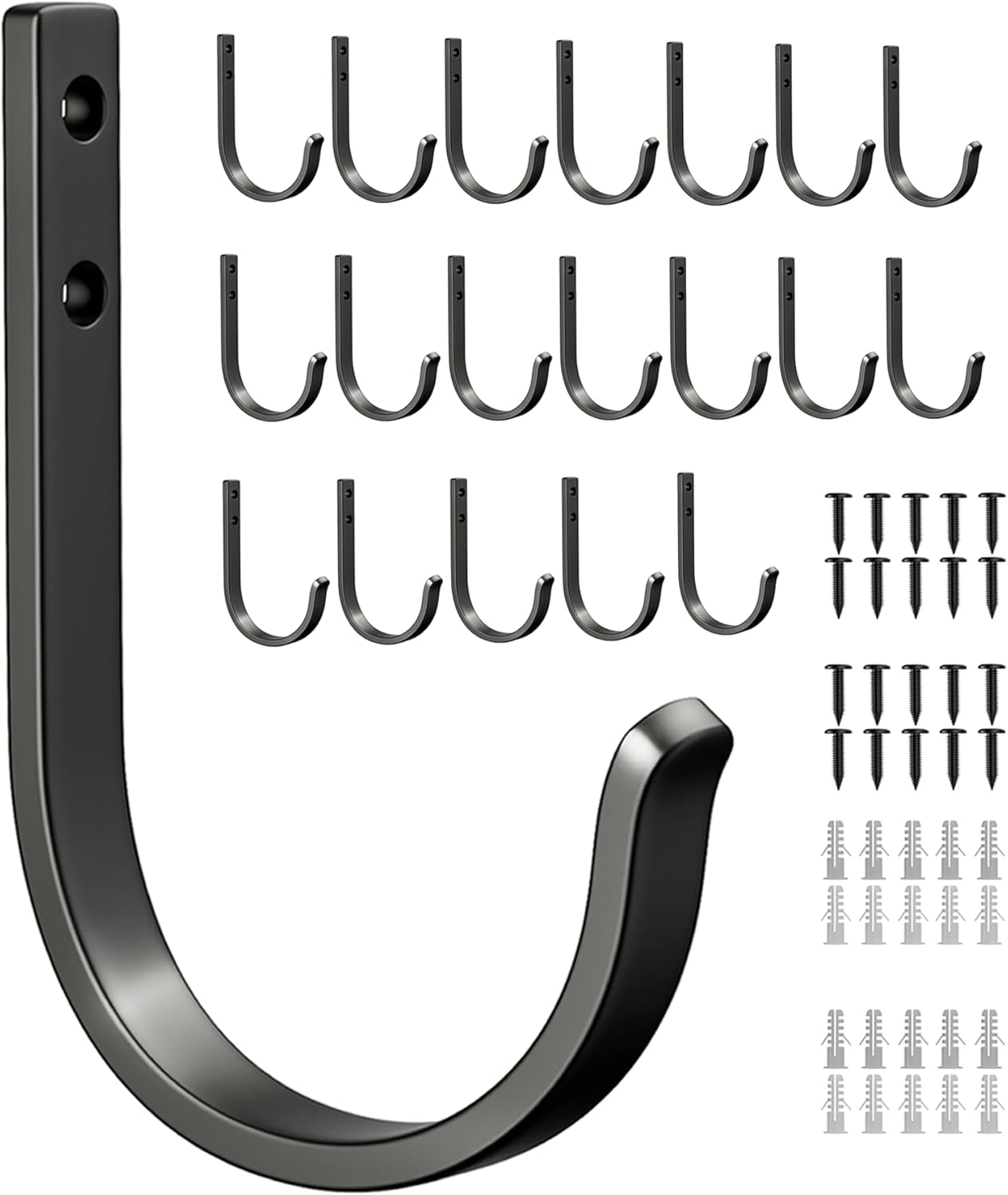 Set Mit 20 Wandhaken, Handtuchhaltern Und Stiften – Wandhaken, Stifte, Schlüsselhalter Für Tassen Und Zahnbürsten, Für Badezimmer Und Toilette, Schwarz, Inklusive Schrauben (ohne Bohren).