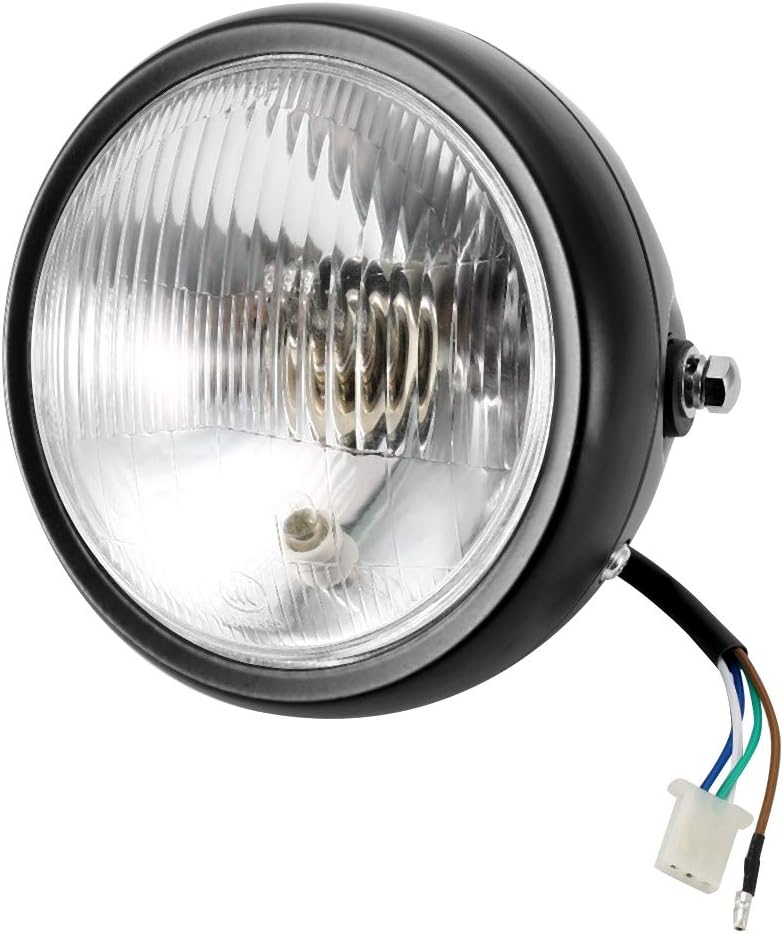 5,75-zoll-motorradscheinwerfer, Universell, Retro-design, Schwarzes Gehäuse, Weiße Linse, Frontscheinwerfer Für Gn125, 7 Leds