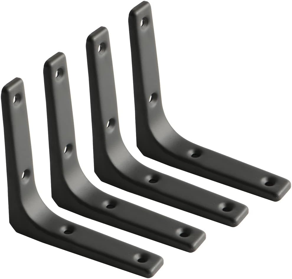 Robuste Wandregalhalterung, Schwebende Wandmontage Für Wohnzimmer, Schlafzimmer, Küche, Metall-wandregalhalterung, 100 Mm X 100 Mm, Schwarz, 4 Stück