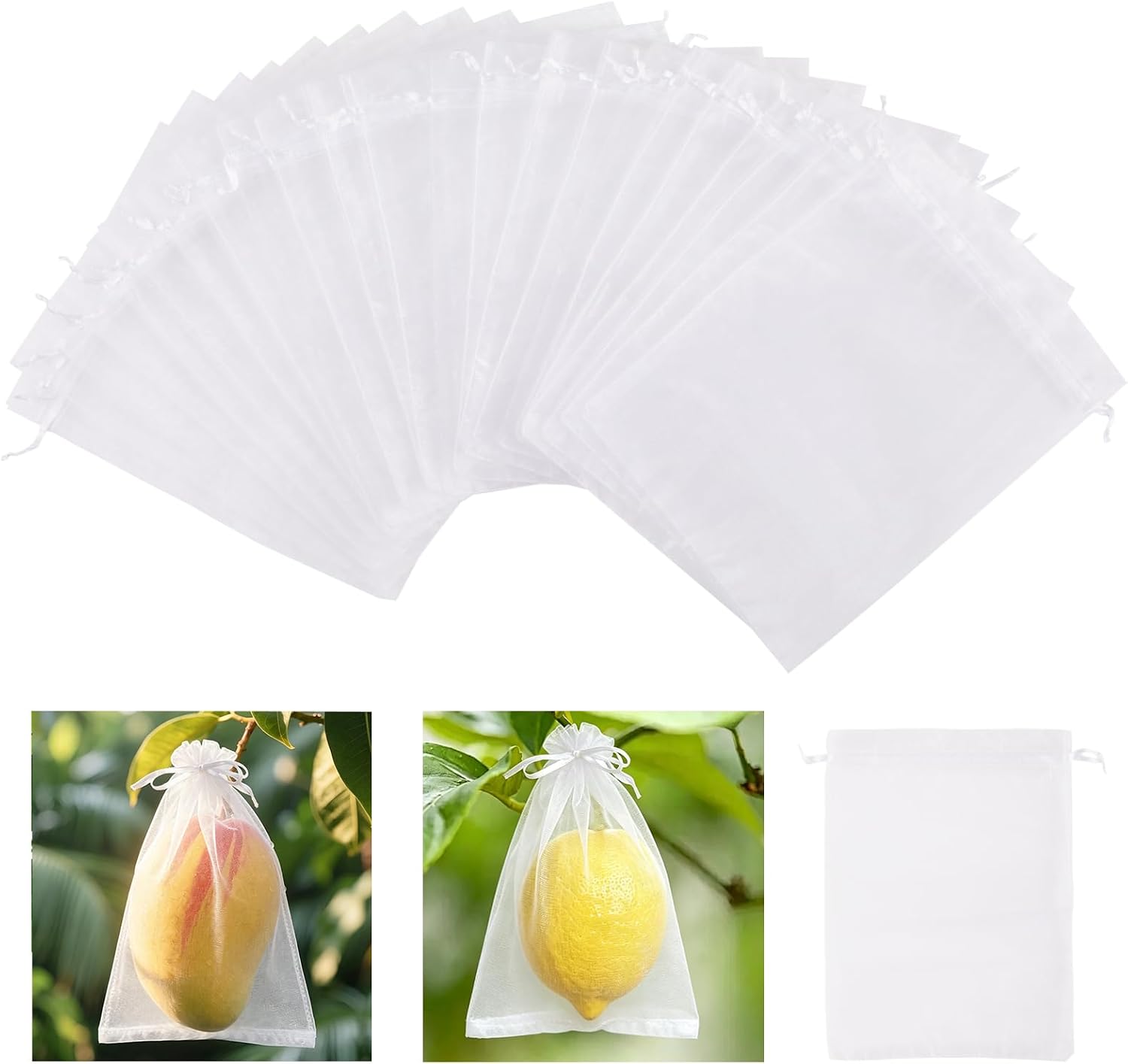 50 Obstschutzbeutel, Netzsäcke 30 X 20 Cm, Schutznetze Für Weintrauben Gegen Vögel, Insekten, Wespen Und Hornissen – Weiß