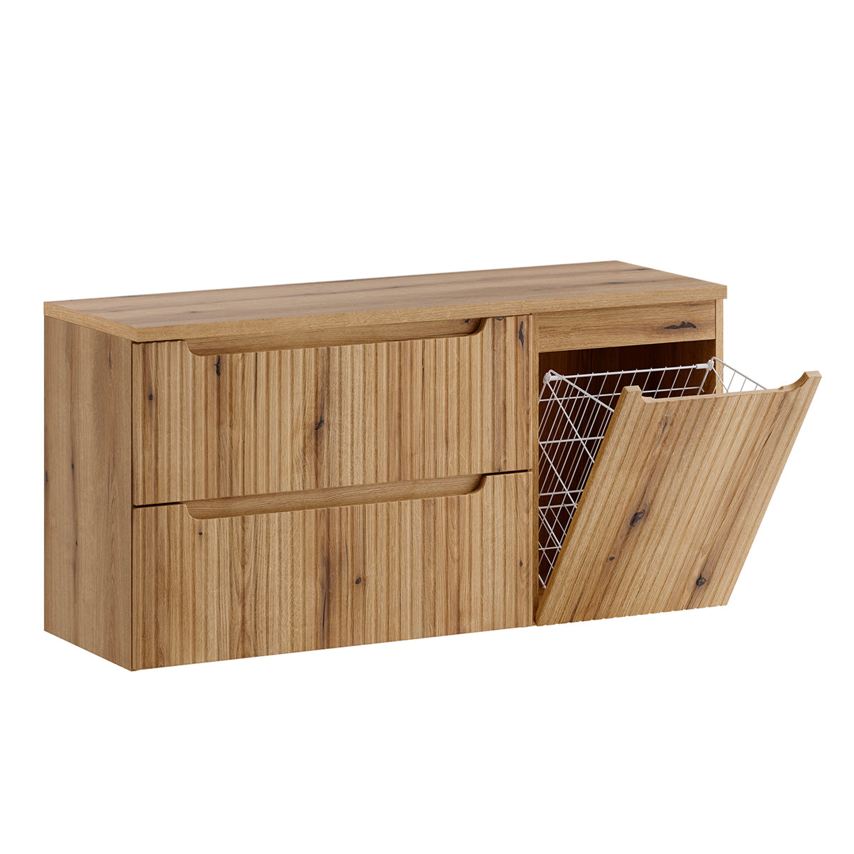 Waschbeckenunterschrank 120 Cm Mit Wäschekorb „riva Bois