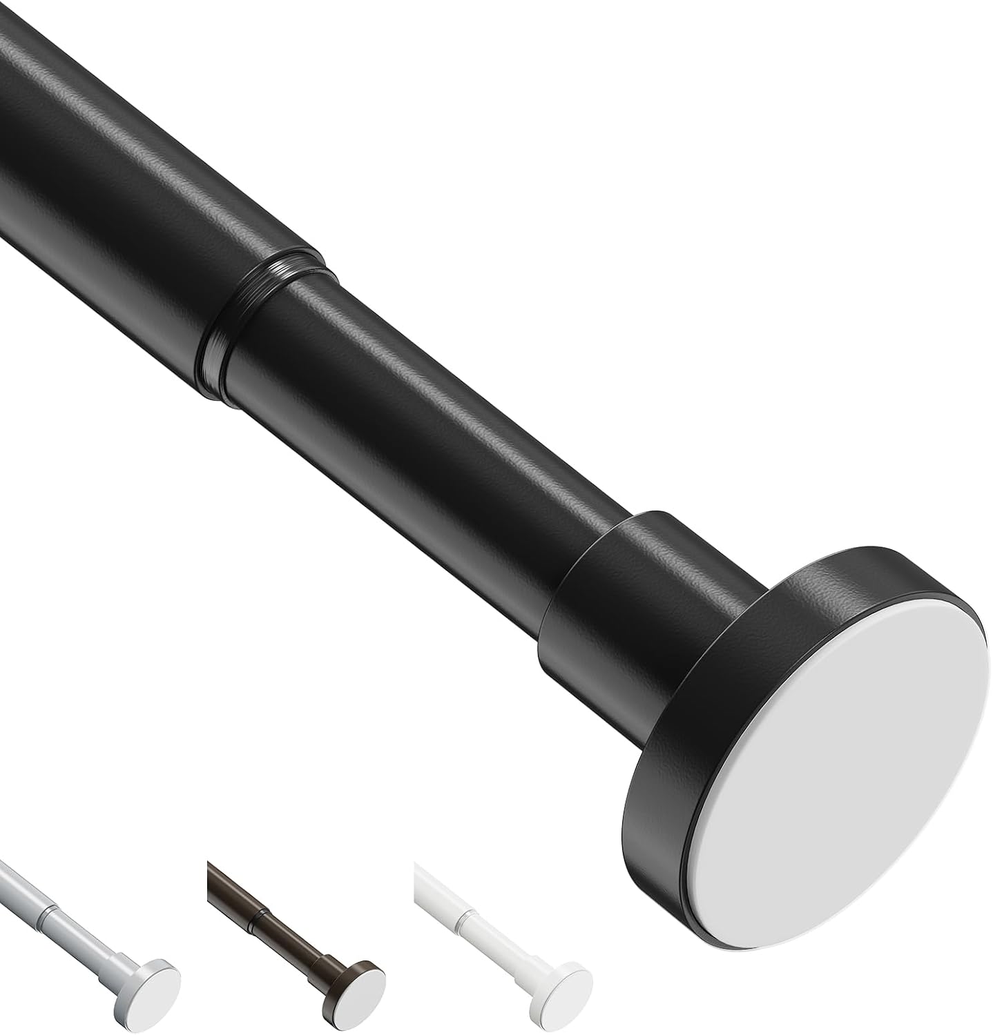 Teleskop-duschvorhangstange, Kein Bohren Erforderlich, 55–85 Cm, 25 Mm Durchmesser, Verstellbare Duschvorhangschiene Für Kleiderschrank, Fenster, Badezimmer, Schwarz